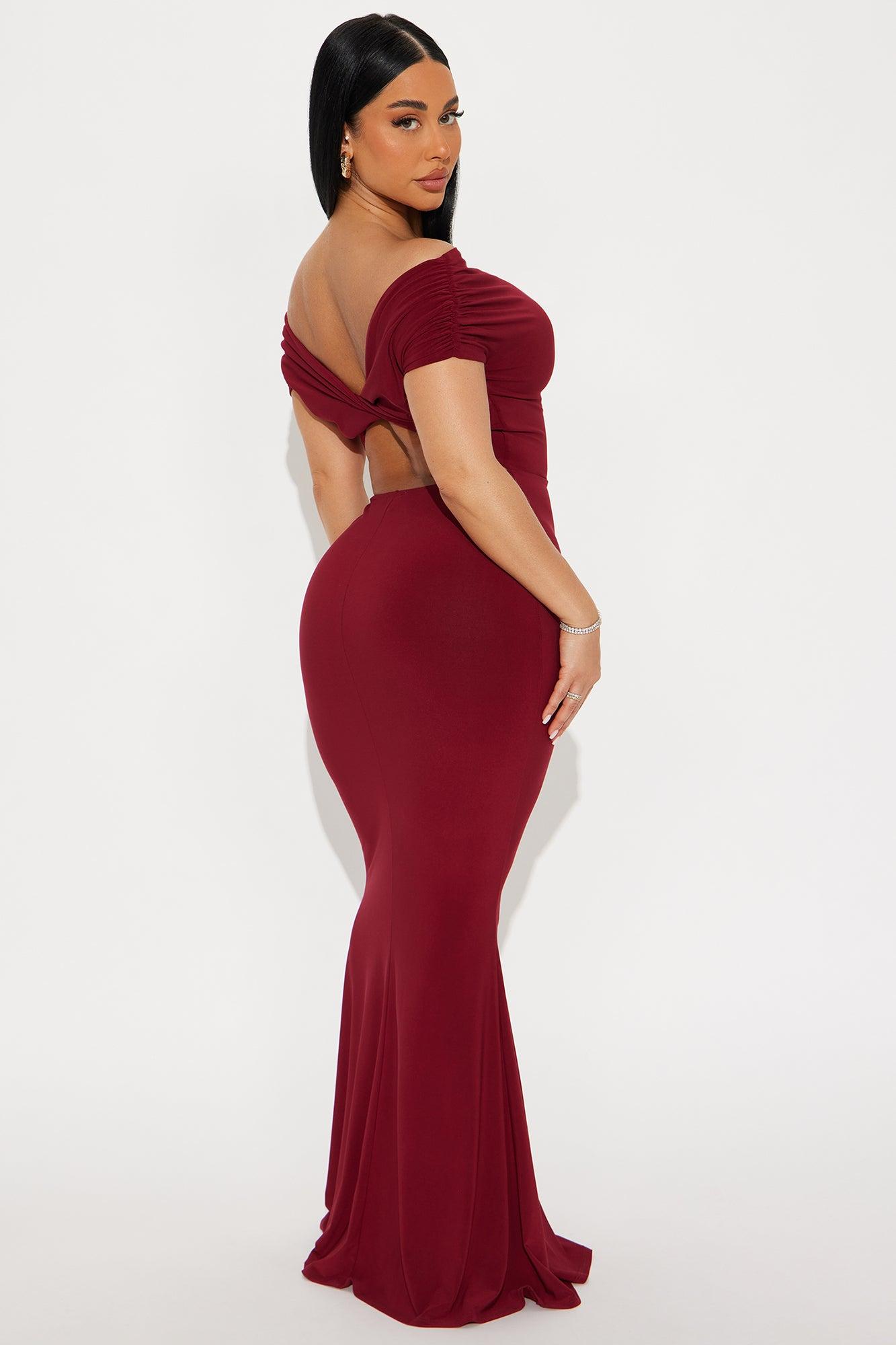Can't Resist You Maxi Dress - Burgundy Product Image