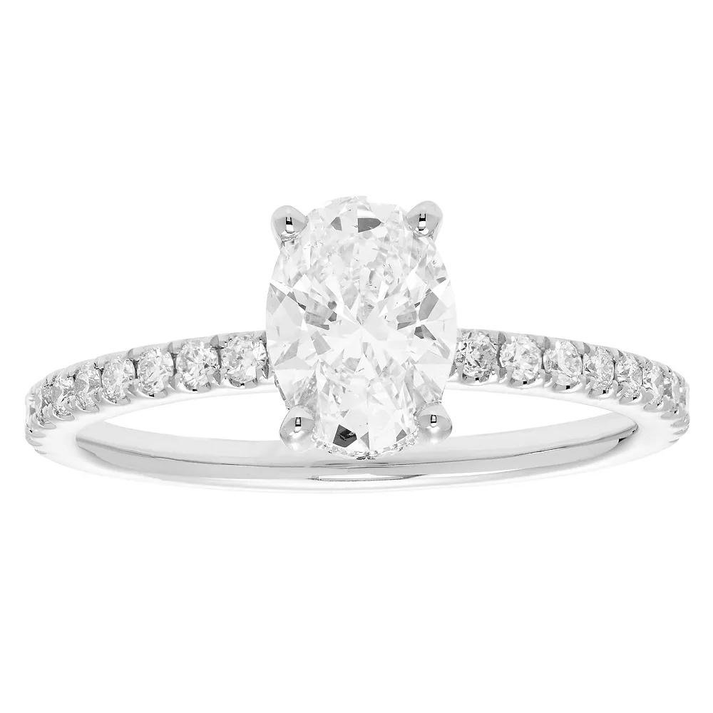 Evergreen Diamonds 14k Gold 1 3/8 Carat T.W. IGL Certified Oval Lab-Grown Diamond Hidden Halo Ring, Women's Product Image