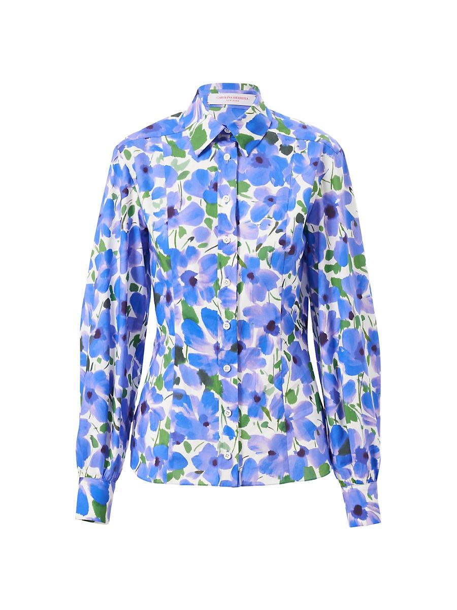 Womens Delphinium Floral Poplin Shirt Product Image