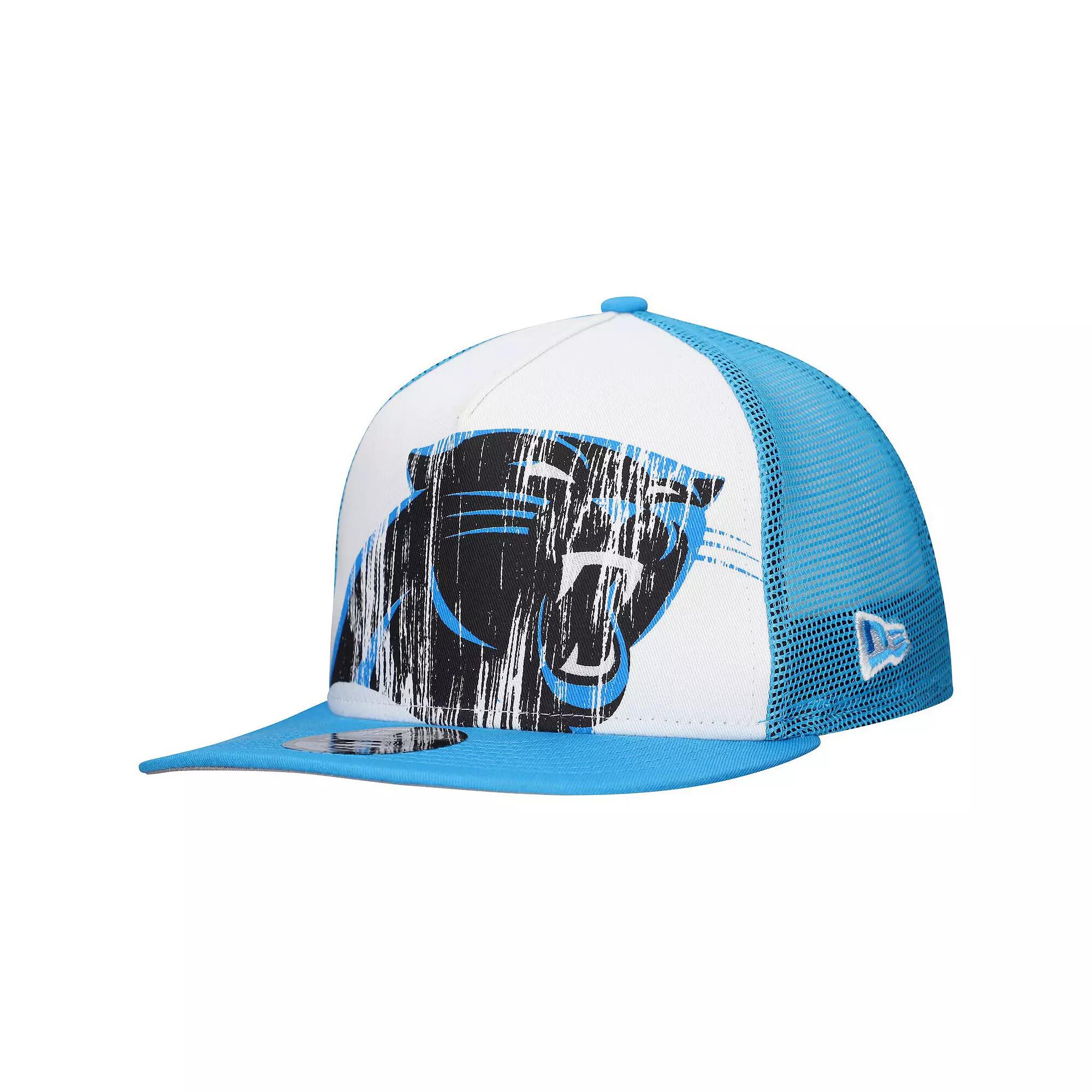 Mens New Era /Blue Carolina Panthers Distressed 9FIFTY A-Frame Snapback Hat Product Image