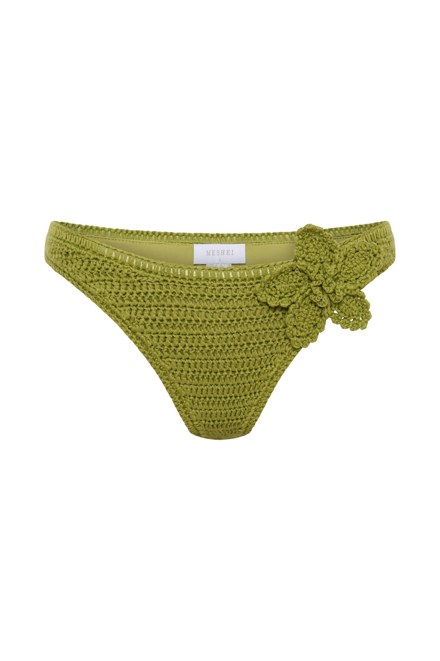 Skye Floral Crochet Tie Up Bikini Bottom - Apple Product Image