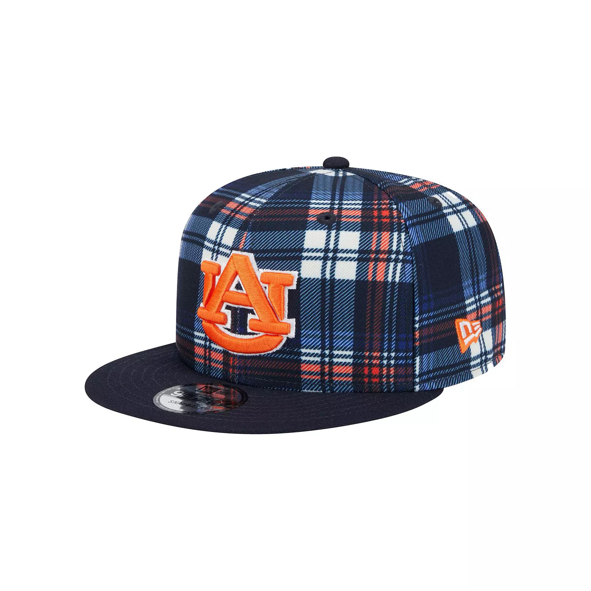 Men's New Era Navy Auburn Tigers Plaid 9FIFTY Snapback Hat, Blue Product Image