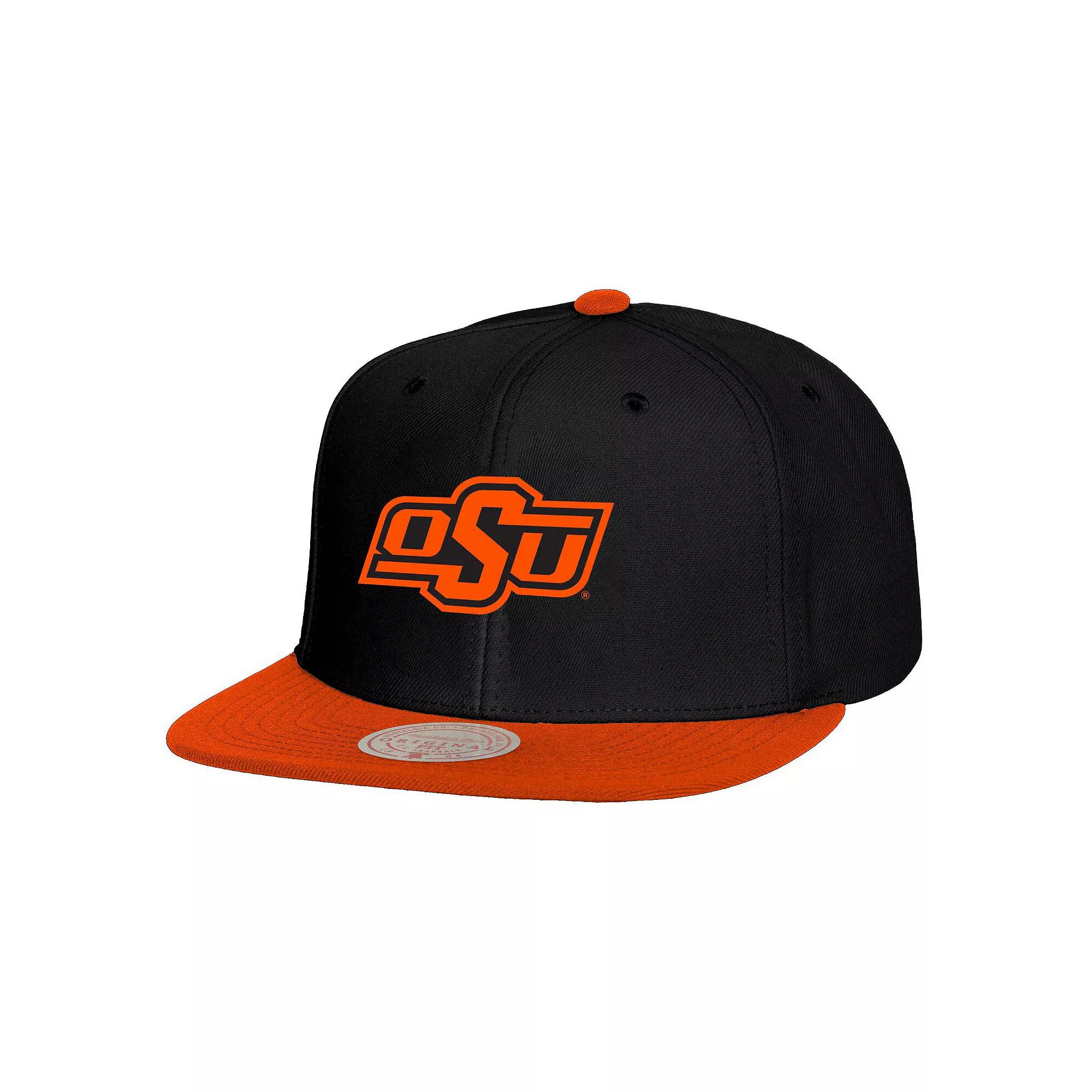 Men's Mitchell & Ness Black/Orange Oklahoma State Cowboys 2-Tone 2.0 Snapback Hat Product Image