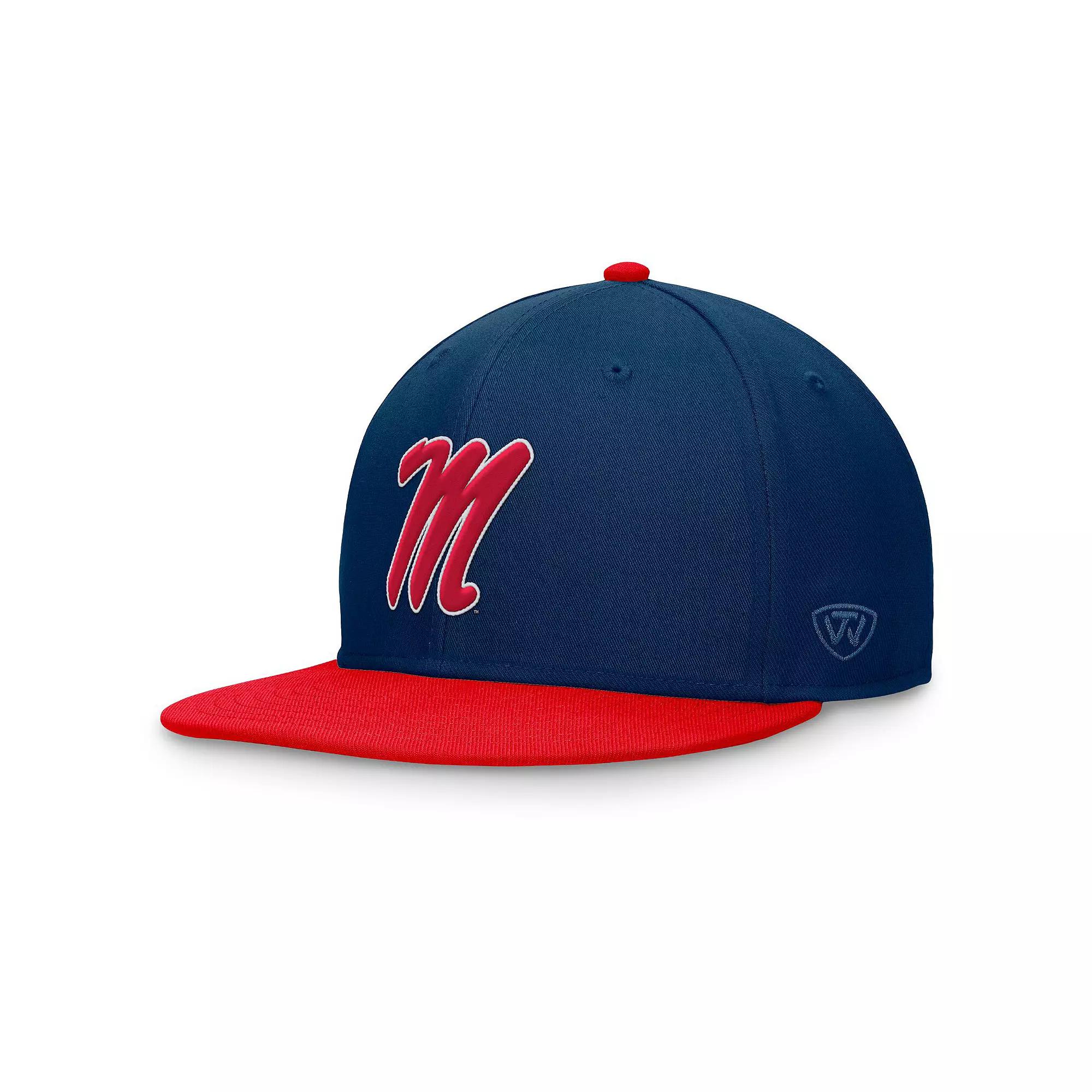 Men's Top of the World Red/Navy Ole Miss Rebels Rally Two-Tone Fitted Hat, Size: 7 3/4 Product Image