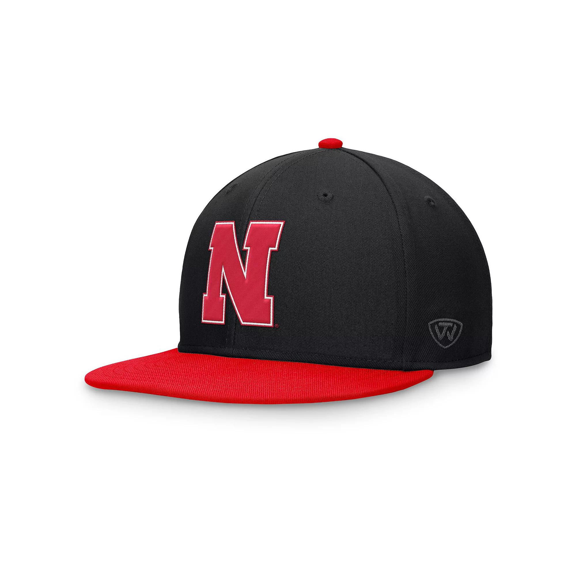Men's Top of the World Black/Scarlet Nebraska Huskers Rally Two-Tone Fitted Hat, Size: 7 1/8 Product Image