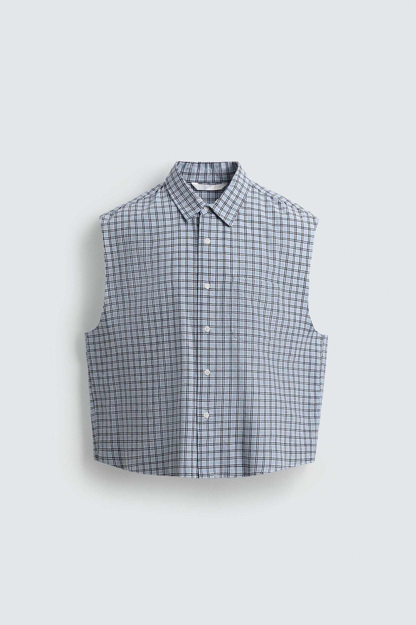 PLAID CROPPED FIT SHIRT Product Image