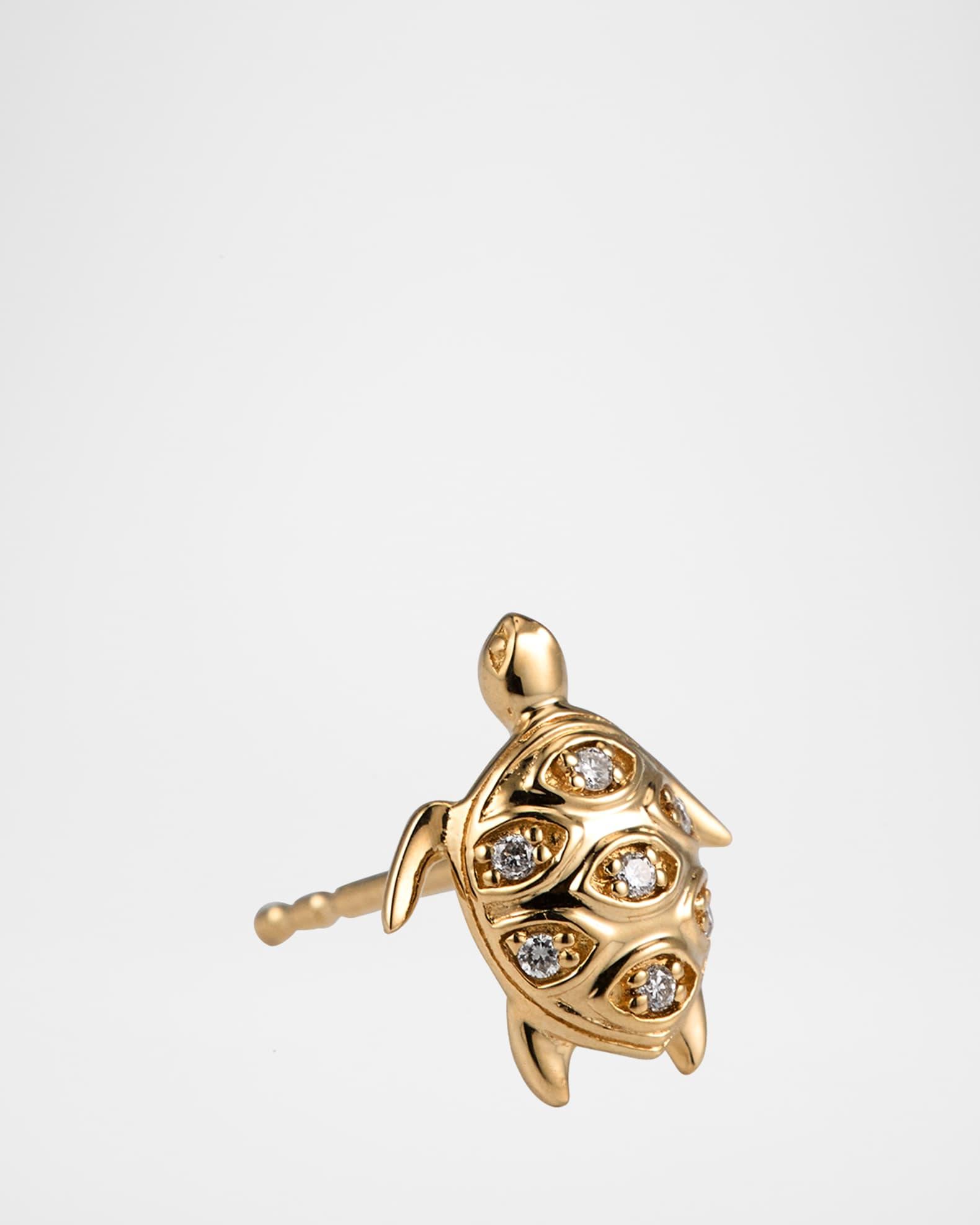 14K Turtle Earring with Marquise Eye Shell, Single Product Image