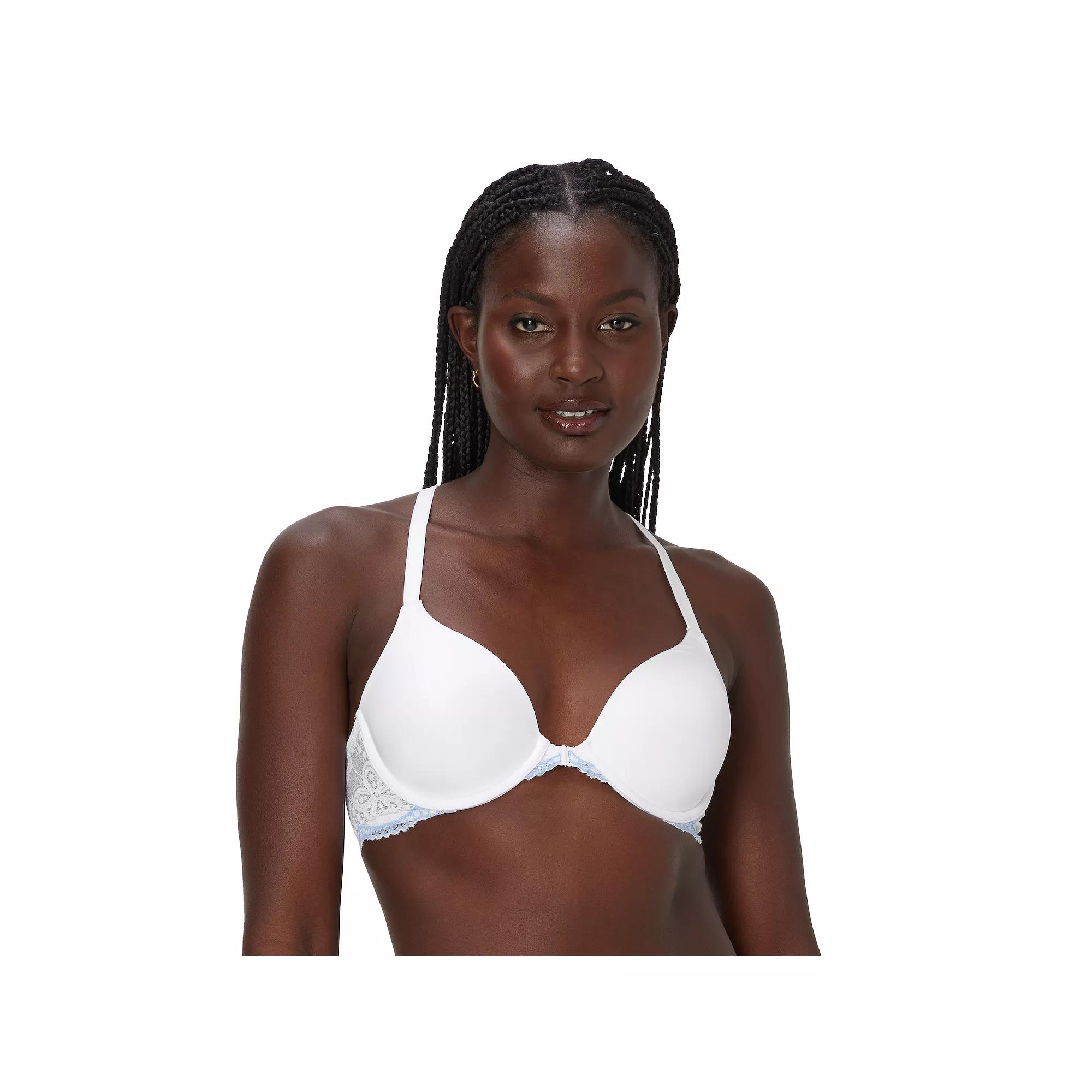 Maidenform® One Fab Fit® Full Coverage Lace Racerback Bra 07112, Women's, Size: 40 D, White  Blue Product Image