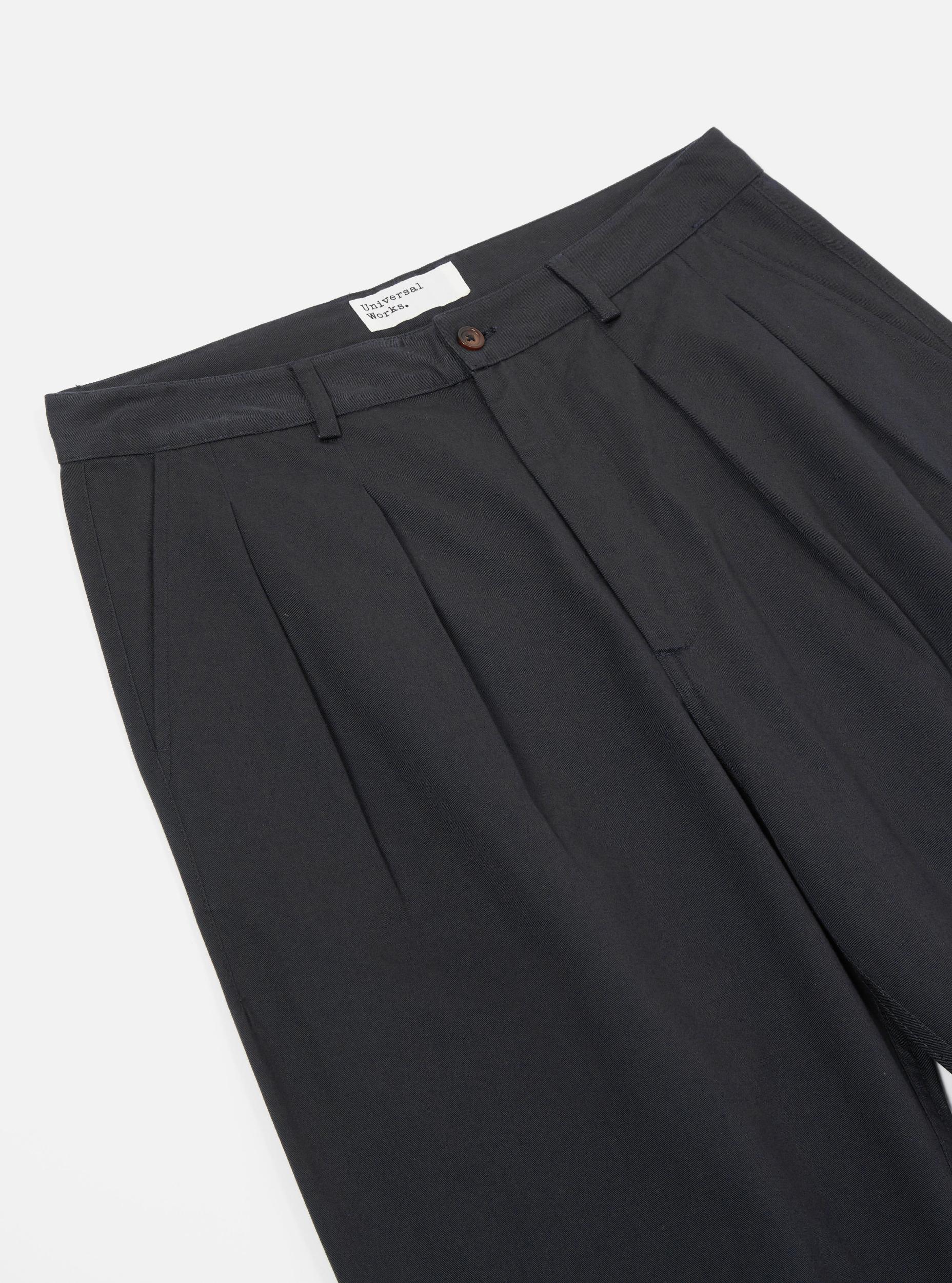 Black Twill Double Pleat Pant Product Image