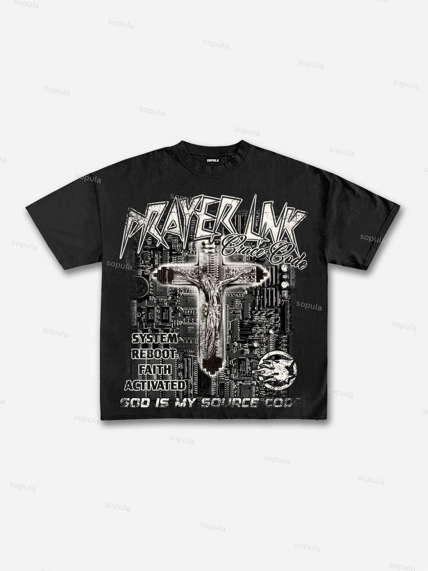 Connecting With God Religion Old Vintage Graphic Cotton T-shirt Product Image