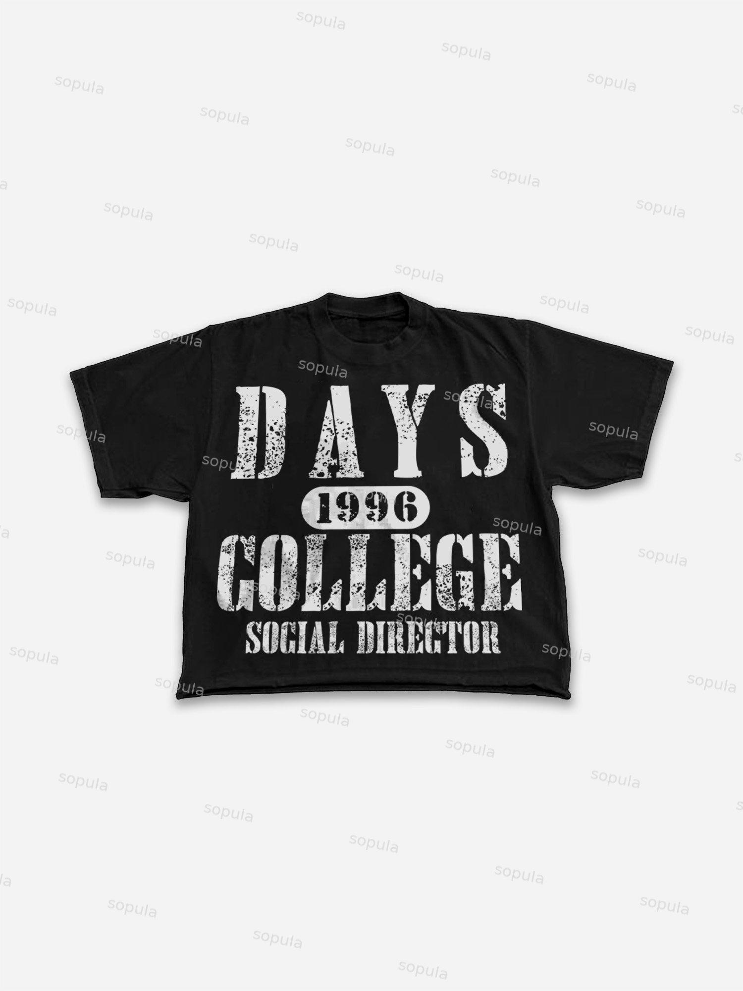 1996 Days Gollege Vintage Letter Graphic Cropped T-shirt Product Image