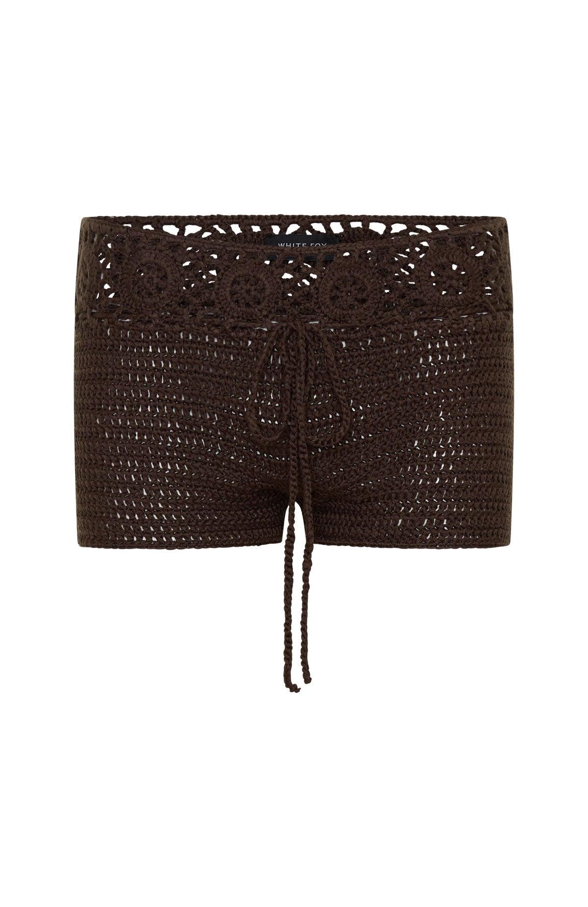 No Plans Crochet Shorts Chocolate Product Image