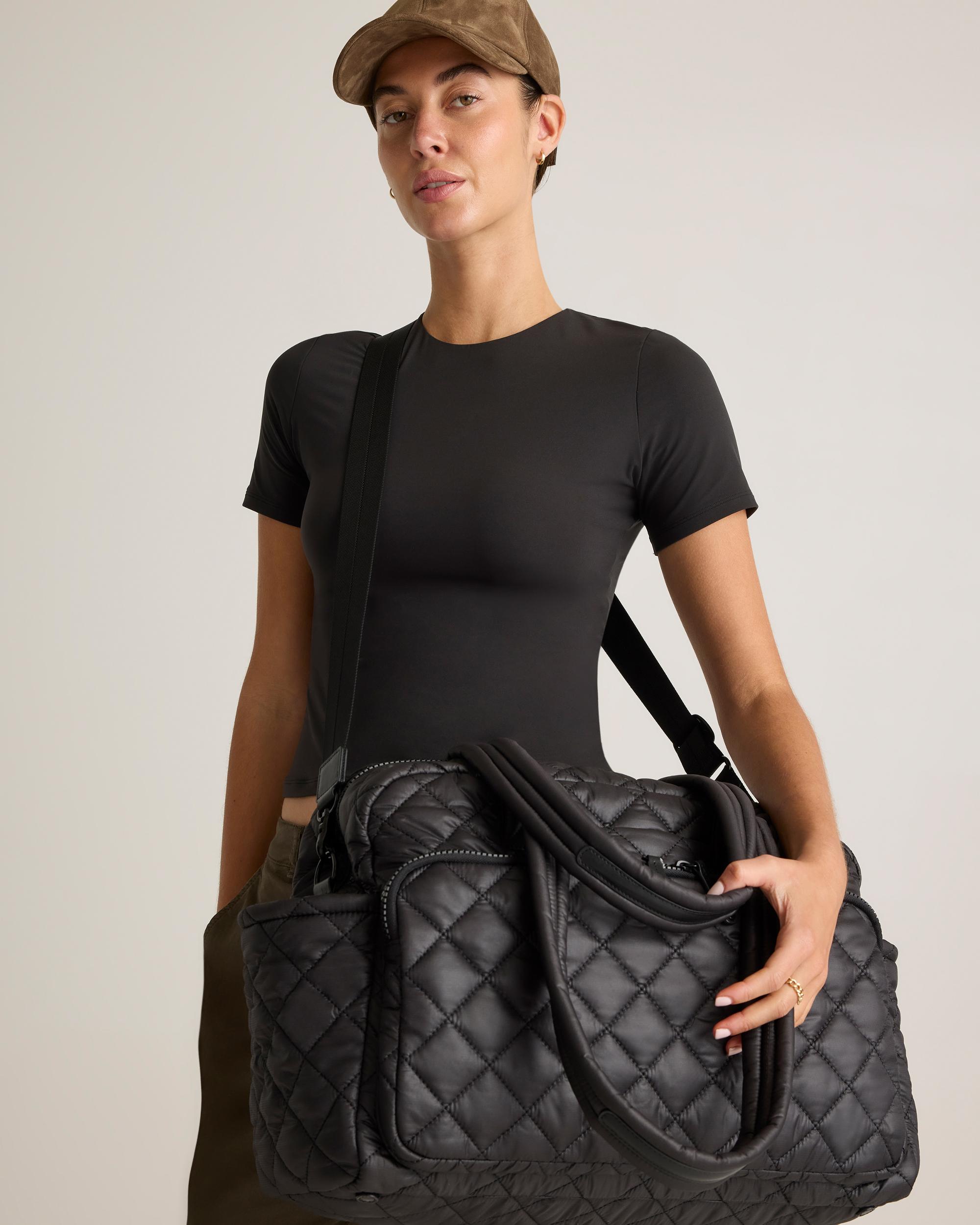 Quince | Women's Transit Quilted Duffle Bag in Black, Nylon Product Image
