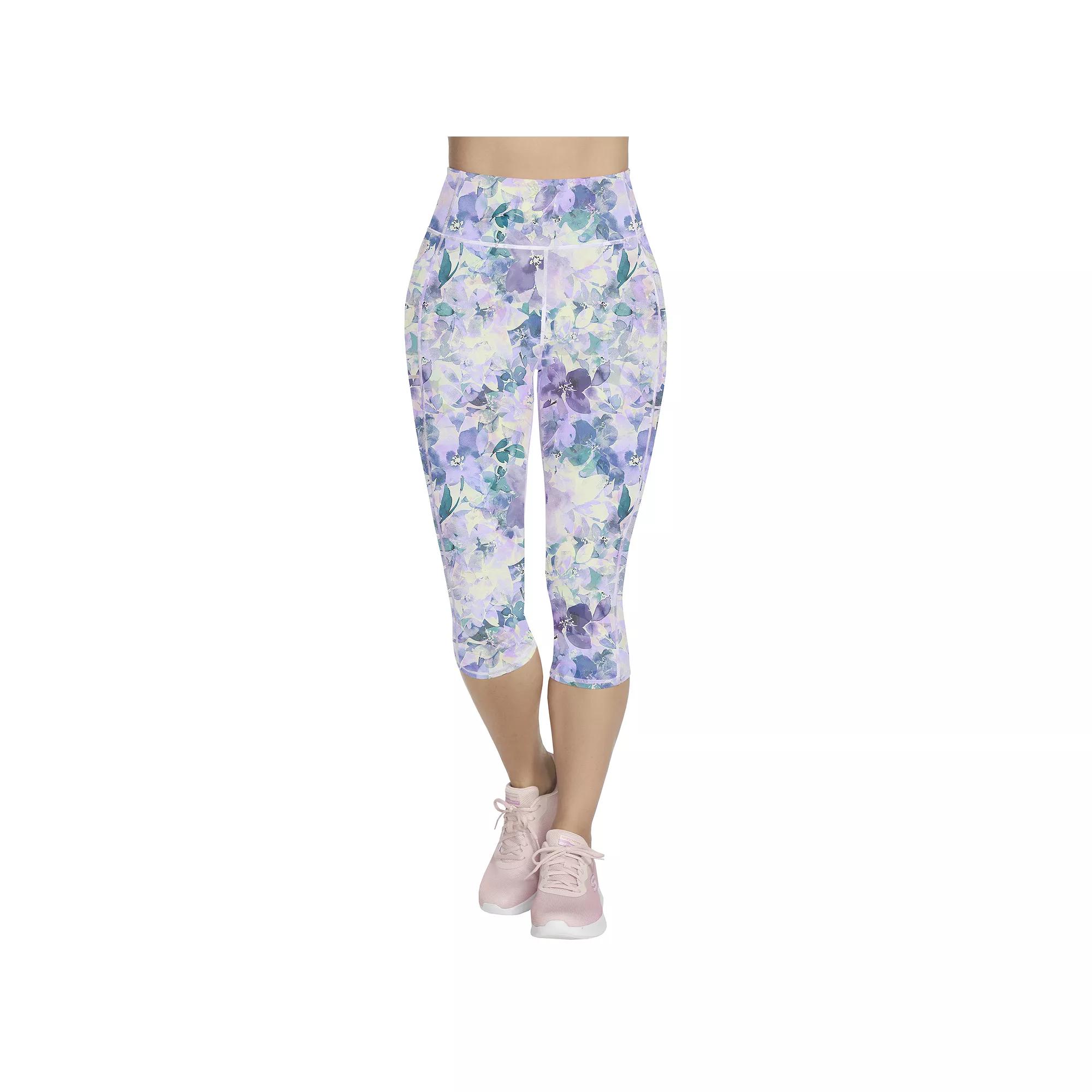 Women's Skechers GO WALK® Seascape Floral Capris, Size: Medium, Blue Seascape Floral Product Image