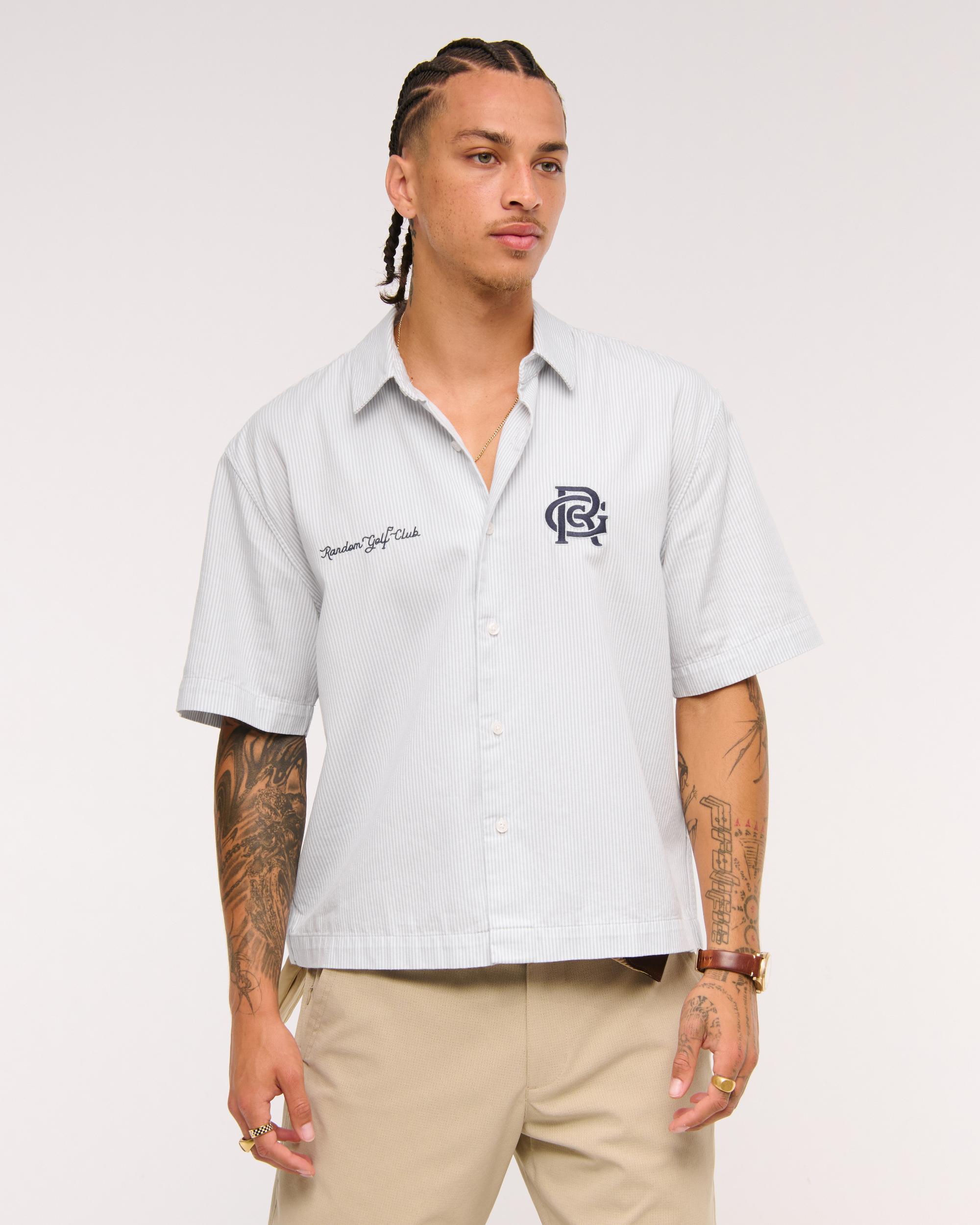 Short-Sleeve Cropped Random Golf Club Button-Up Shirt Product Image