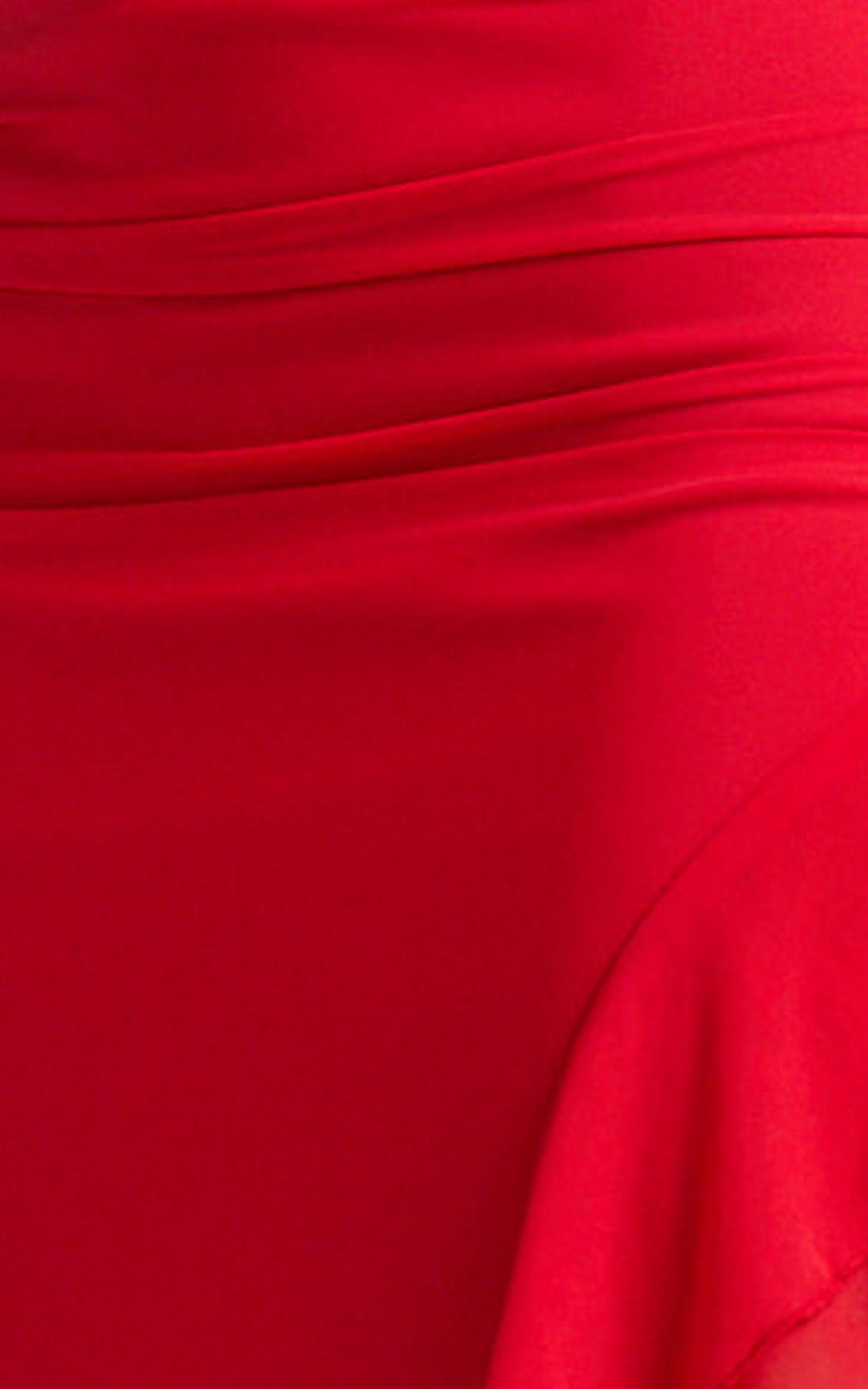 Almarie Midi Dress - Halter Neck Mesh Dress in Red Product Image