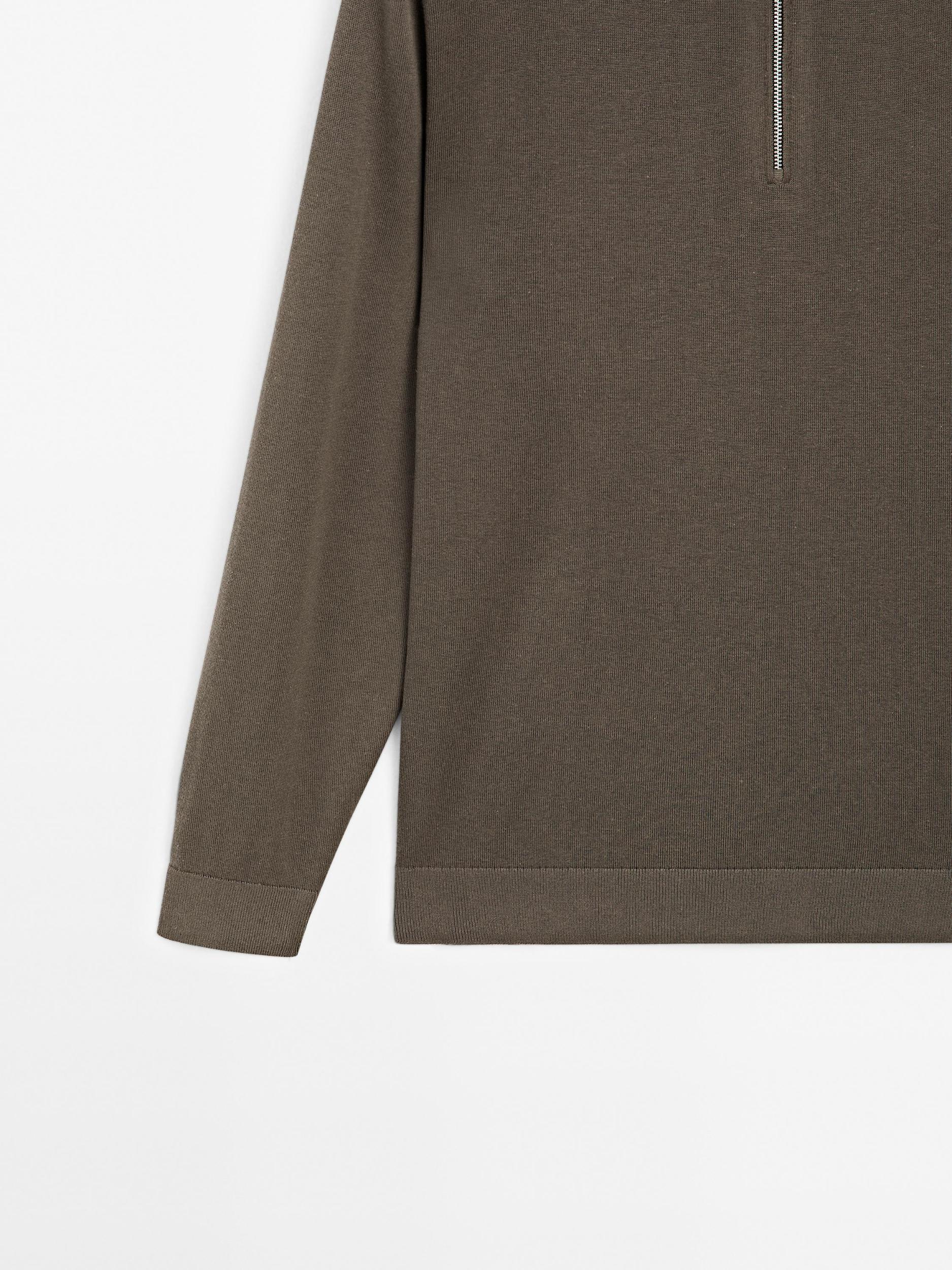 Knit polo sweater with zip Product Image