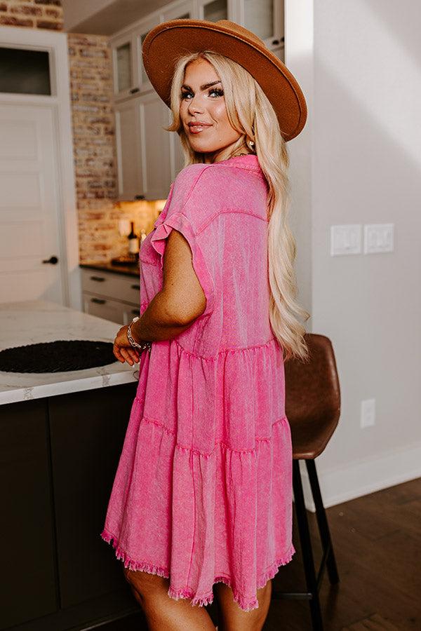 Kaleidoscope Ways Mineral Wash Mini Dress In Pink Curves Product Image