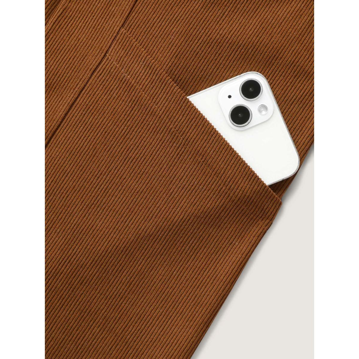 Plus Size Solid Corduroy Pleated Overall Dress Bronze Women Leisure Texture Non Sleeveless Curvy BloomChic 10/M Product Image