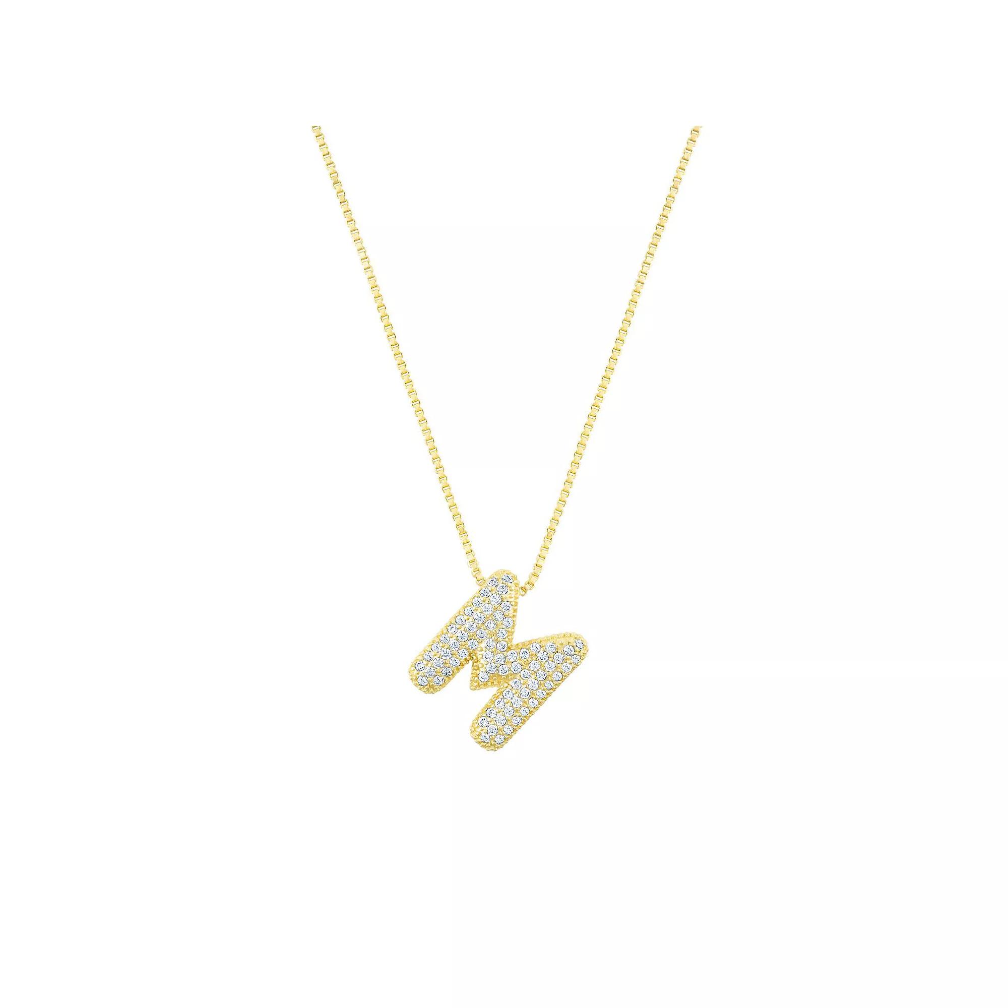 Adornia 14k Gold Plated Pave Bubble Letter Necklace, Womens Product Image