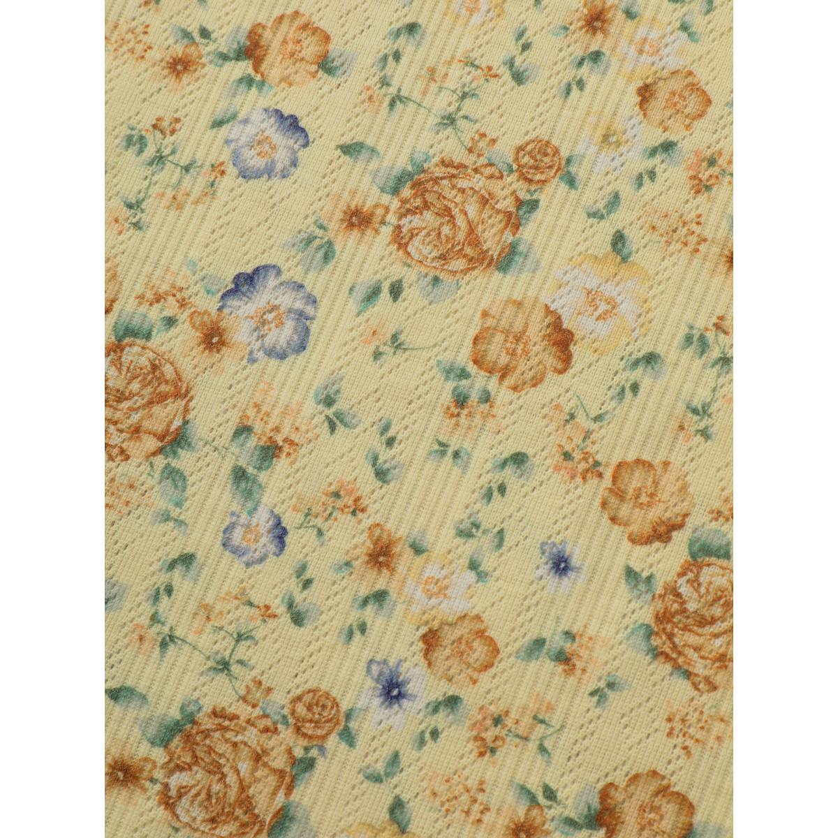 Plus Size U Neck Textured Ditsy Floral Tank Top Women Yellow Elegant Contrast U-neck Everyday Tank Tops Camis BloomChic 14-16/1X Product Image