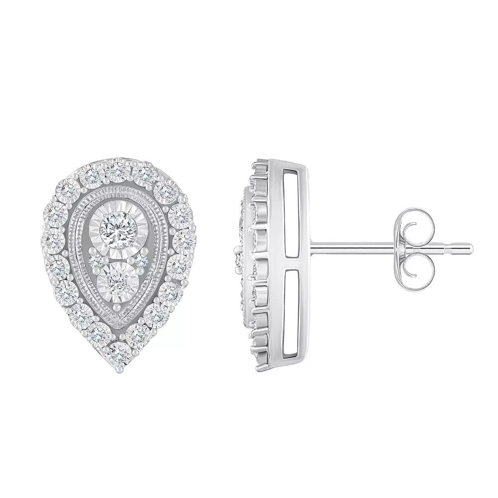 Celebration Gems 14k Gold 1/5 Carat T.W. Diamond Pear Shape Cluster Stud Earrings, Women's, 14k White Gold Product Image