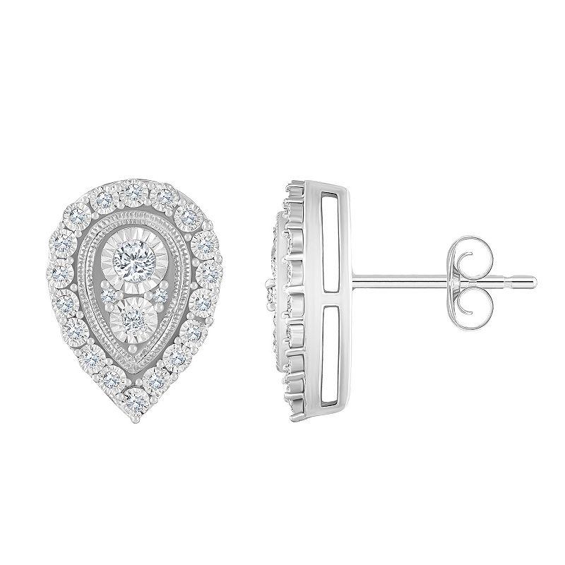 Celebration Gems 14k Gold 1/5 Carat T.W. Diamond Pear Shape Cluster Stud Earrings, Women's, 14k White Gold Product Image