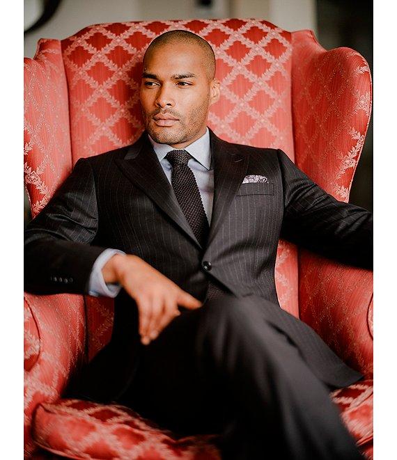 Hickey Freeman Modern Fit Flat Front Stripe Pattern 2- Piece Suit Product Image