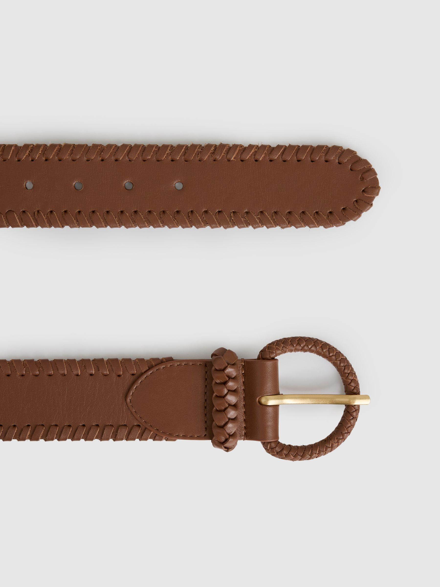 Leather Whipstitch Belt in Tan Product Image