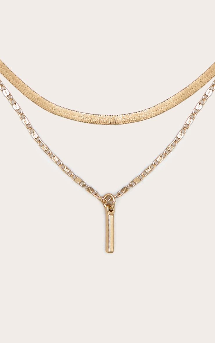 Gold Pendant Layered Snake Chain Necklace Product Image