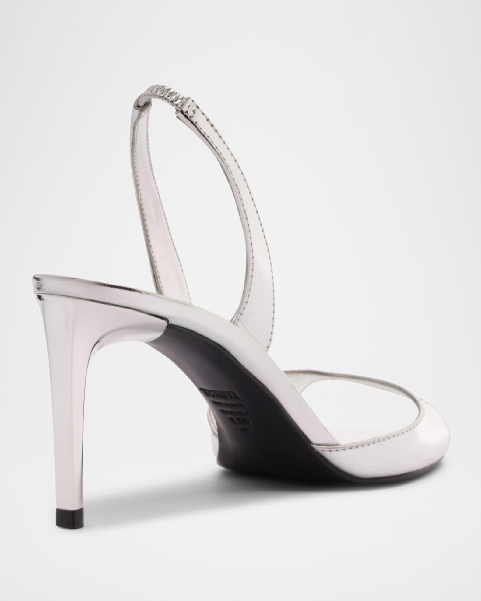 Scarlett Metallic Leather Mid-Heel Slingback Sandals Product Image