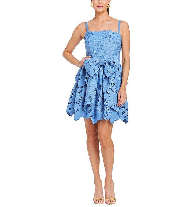 Mestiza New York Vanessa Lace Bow Square Neck Sleeveless Mini Dress Product Image