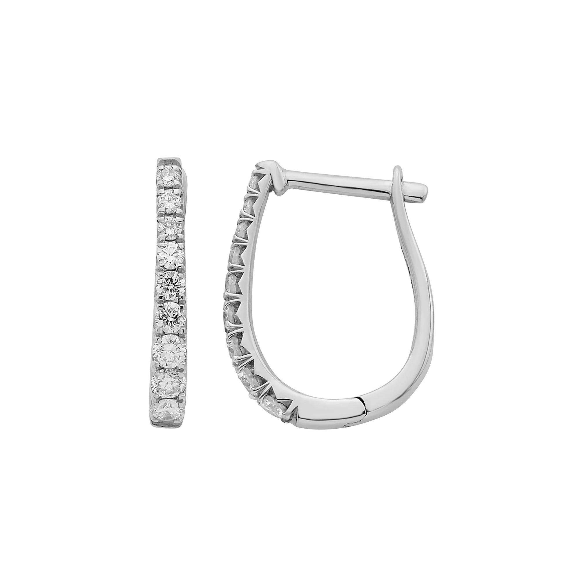 The Regal Collection 14k Gold 1/4 Carat T.W. IGL Certified Diamond Leverback Hoop Earrings, Women's, Pink Product Image