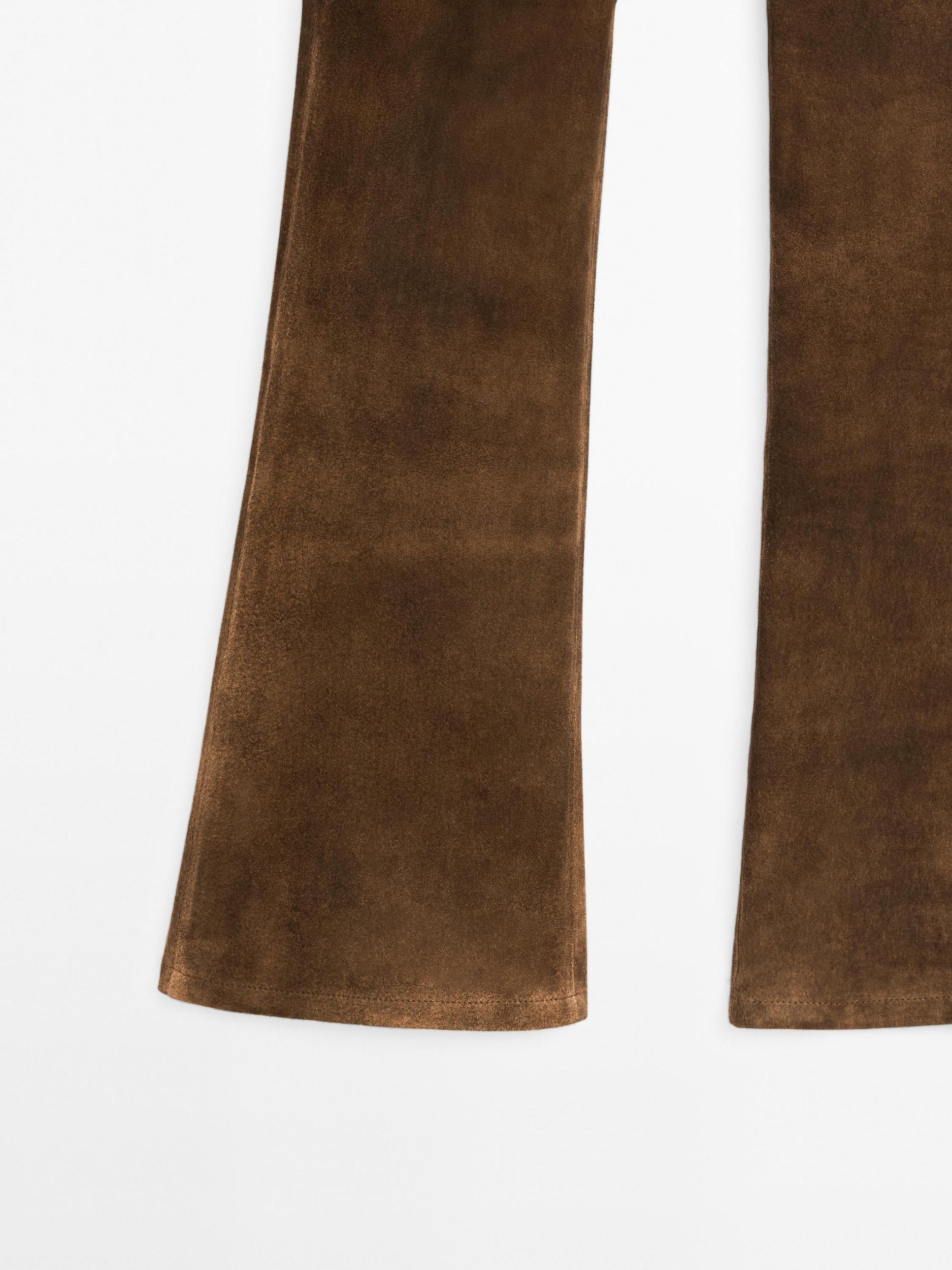Flared suede leather trousers Product Image