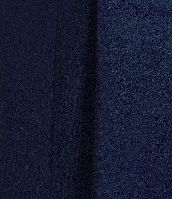 Tadashi Shoji Crepe Halter Mock Neck Taffeta Bow Sleeveless Gown Product Image