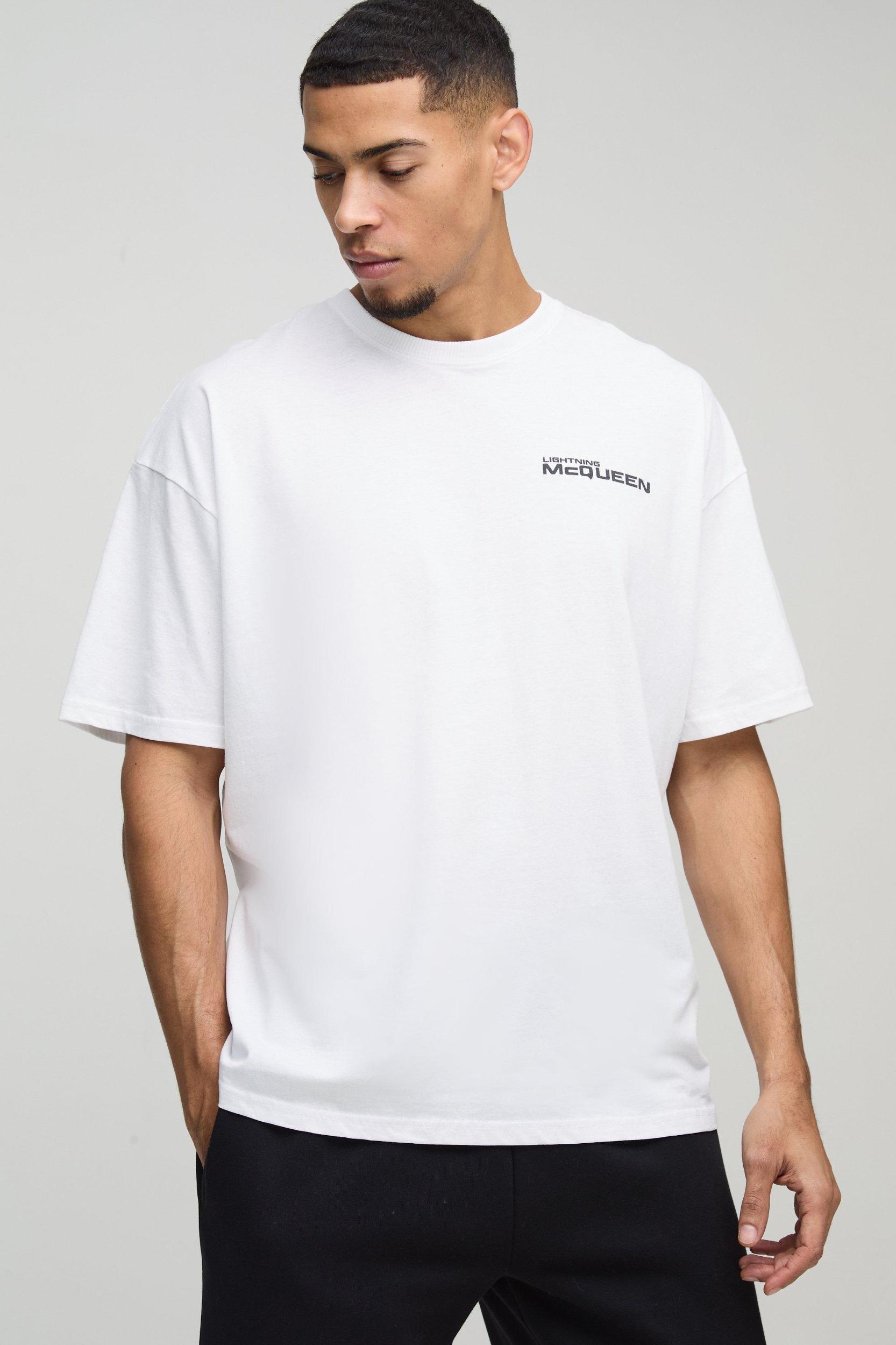 Oversized Disney Lightning McQueen License Print T-Shirt | boohooMAN USA Product Image