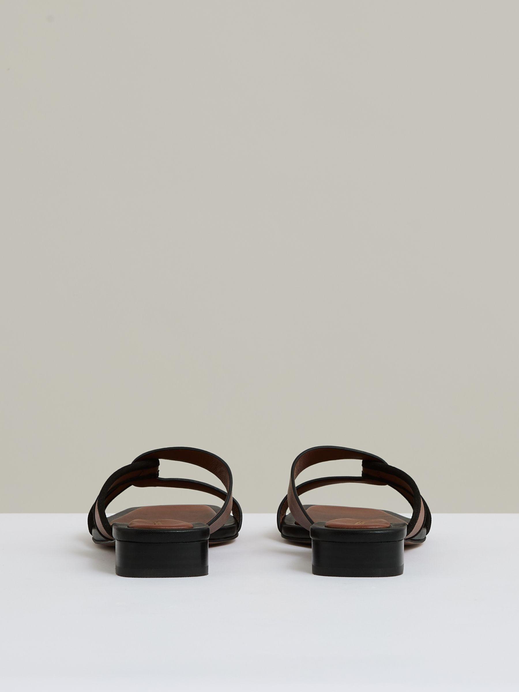 Leather Link-Strap Slip-On Sandals in Tan Product Image