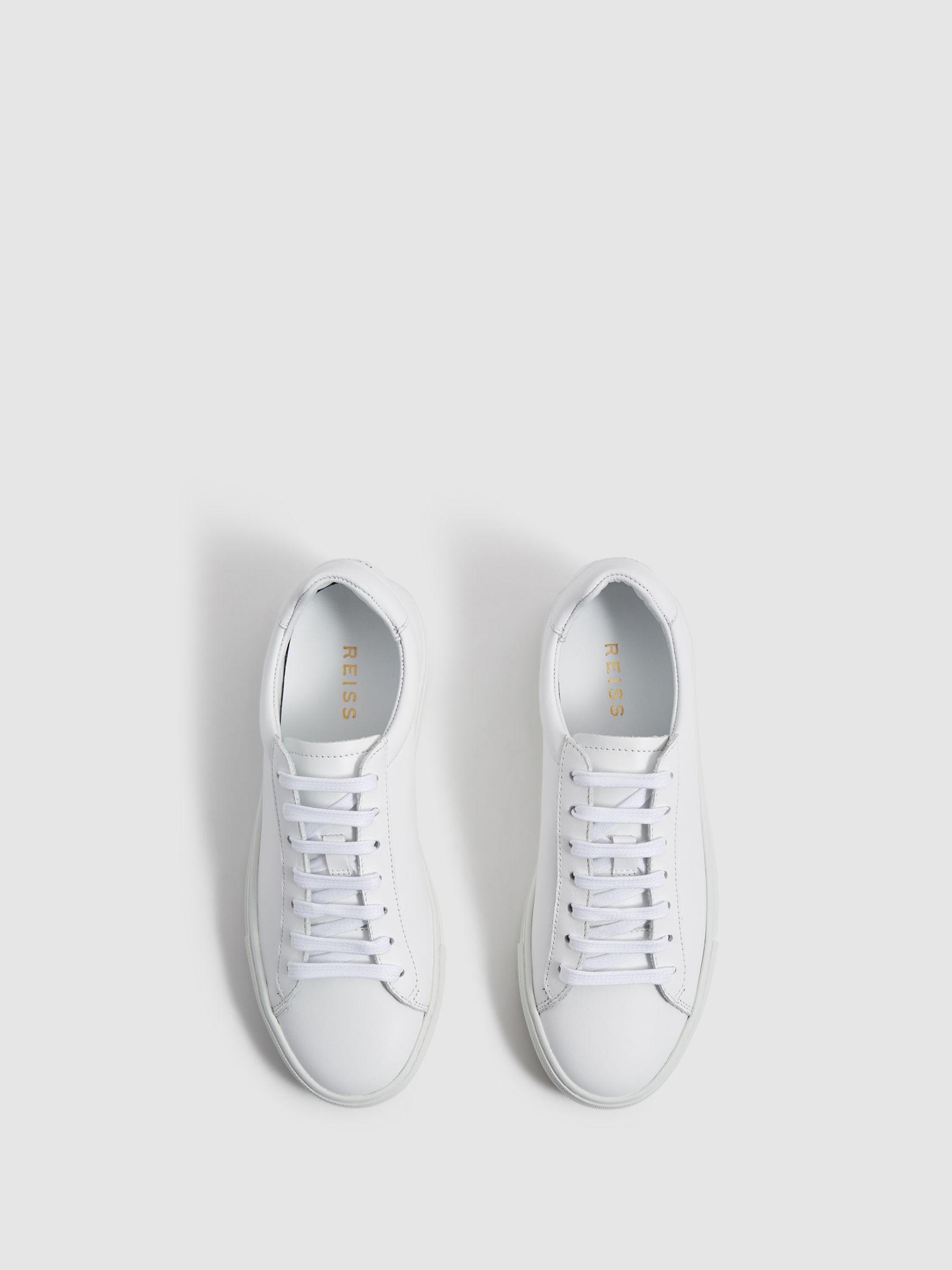 Lace Up Leather Trainers in White Product Image