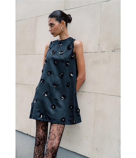 COREY LYNN CALTER Veruca Woven Embroidered Paillette Sequin Mini Shift Dress Product Image