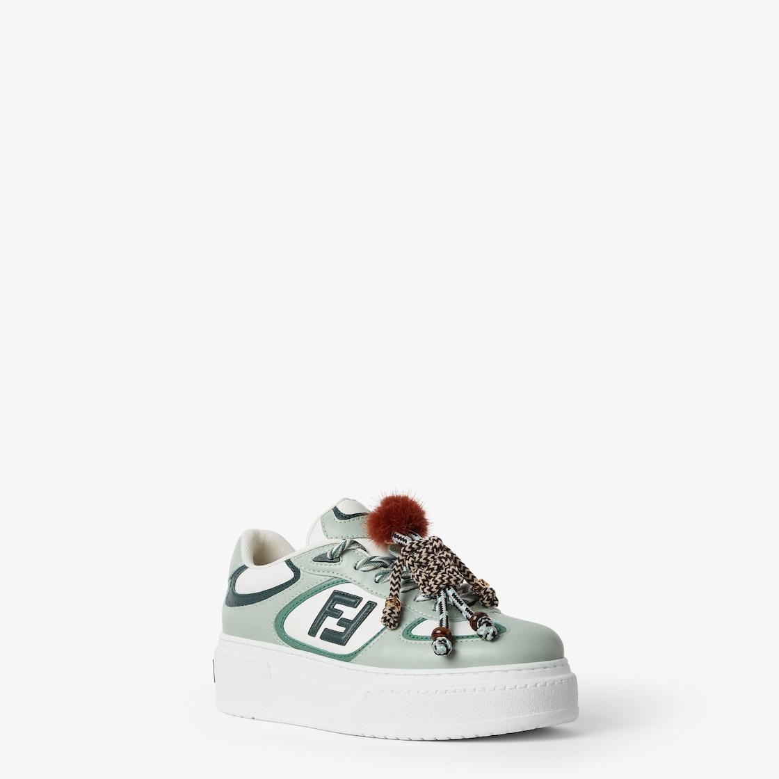 Fendi Match Low top platform shoes in green leather with charm Product Image