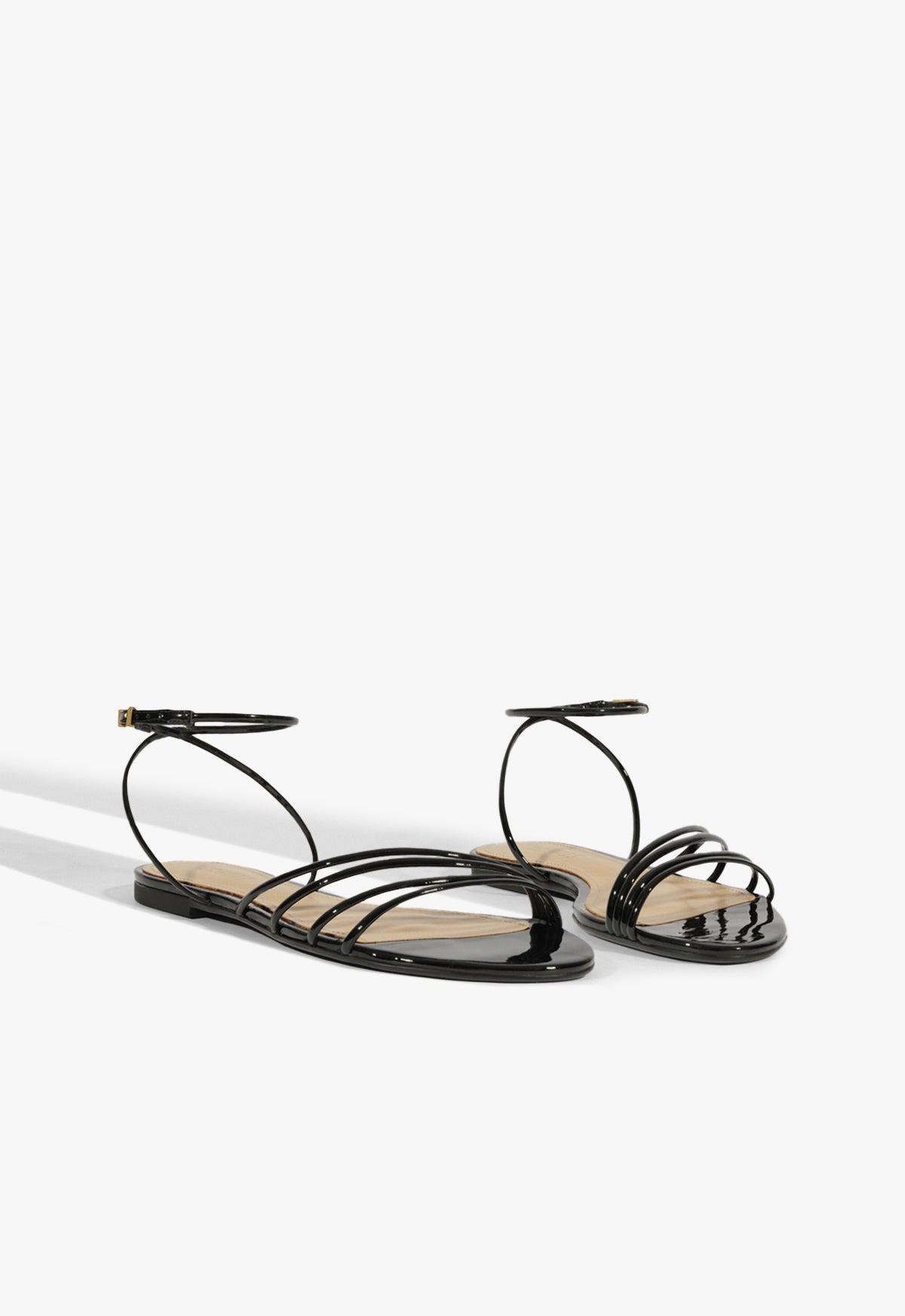 Inez Black Leather Flat Sandal Product Image