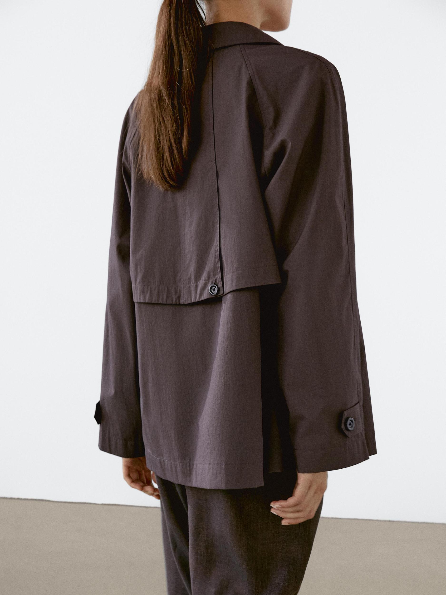 Cotton blend trench coat with back detail Product Image