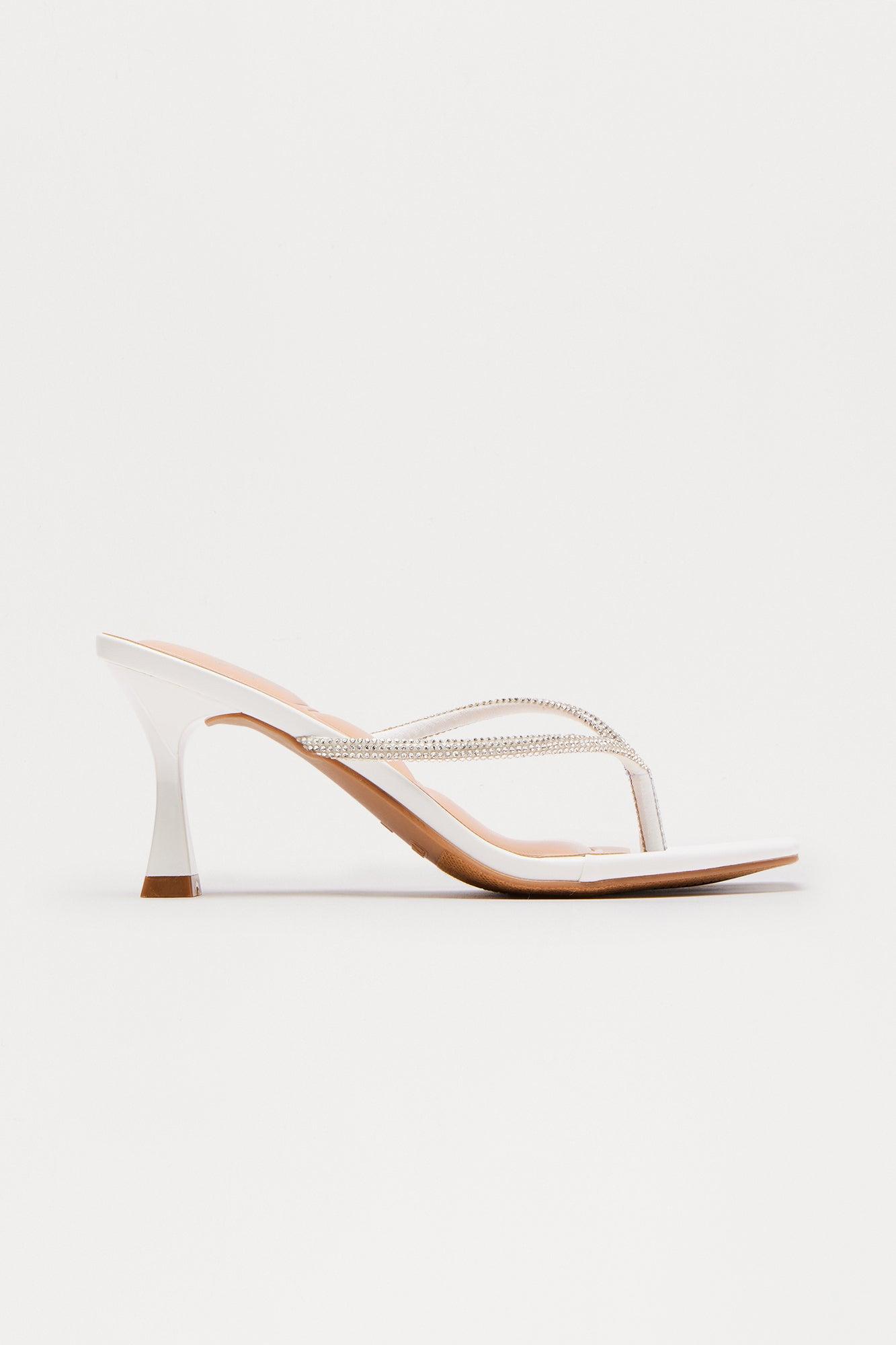 Lucas Rhinestone Thong Mules - White Female Product Image