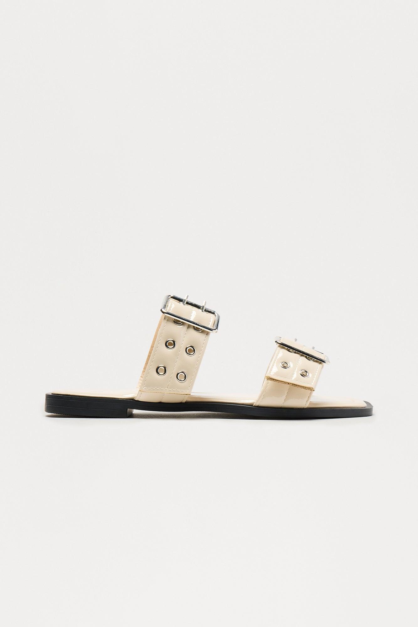 Wright Faux Patent Buckle Sandals - Ivory Female Product Image