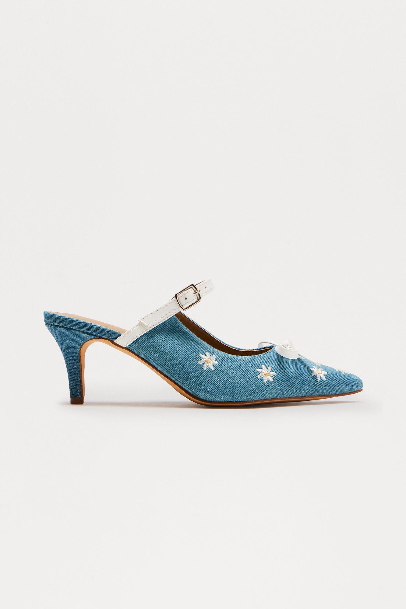 Pippa Bow Mary Jane Pumps - Blue Product Image