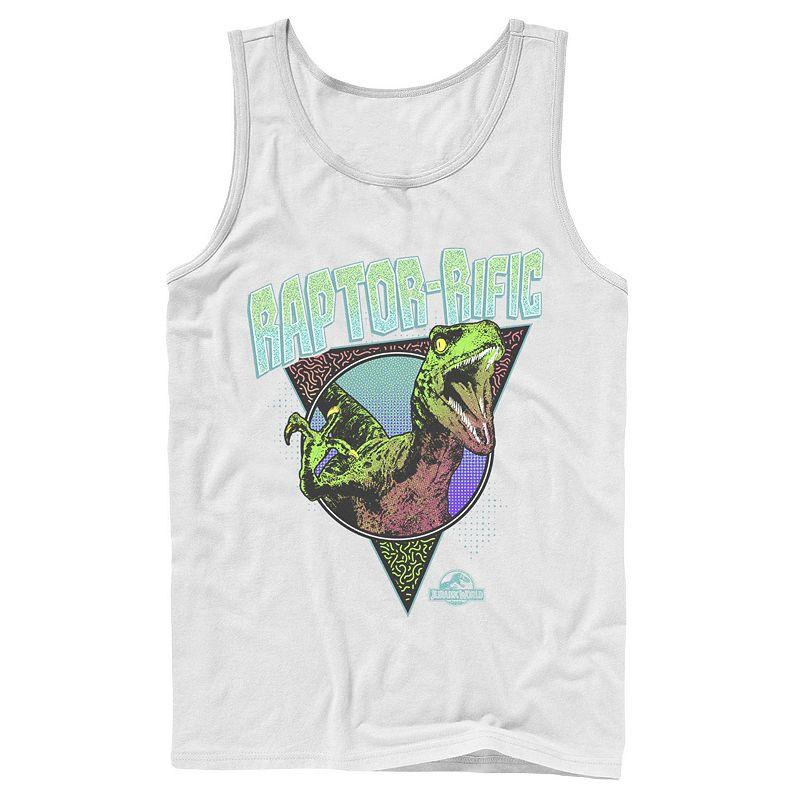 Men's Jurassic World 80's Retro Raptor-rific Dino Graphic Tank Top,  Product Image