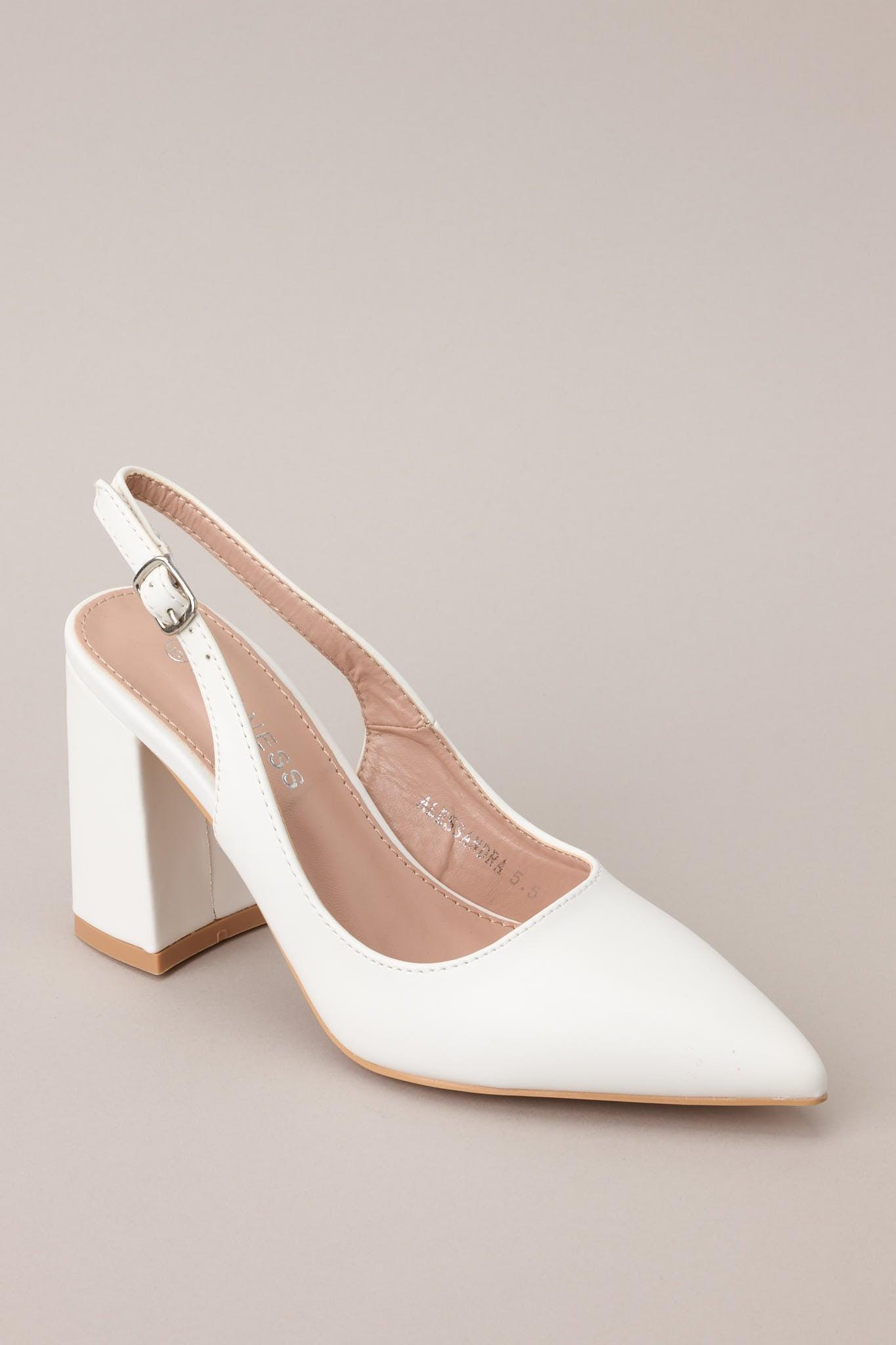 Elegant Elevation White Slingback Heels Product Image