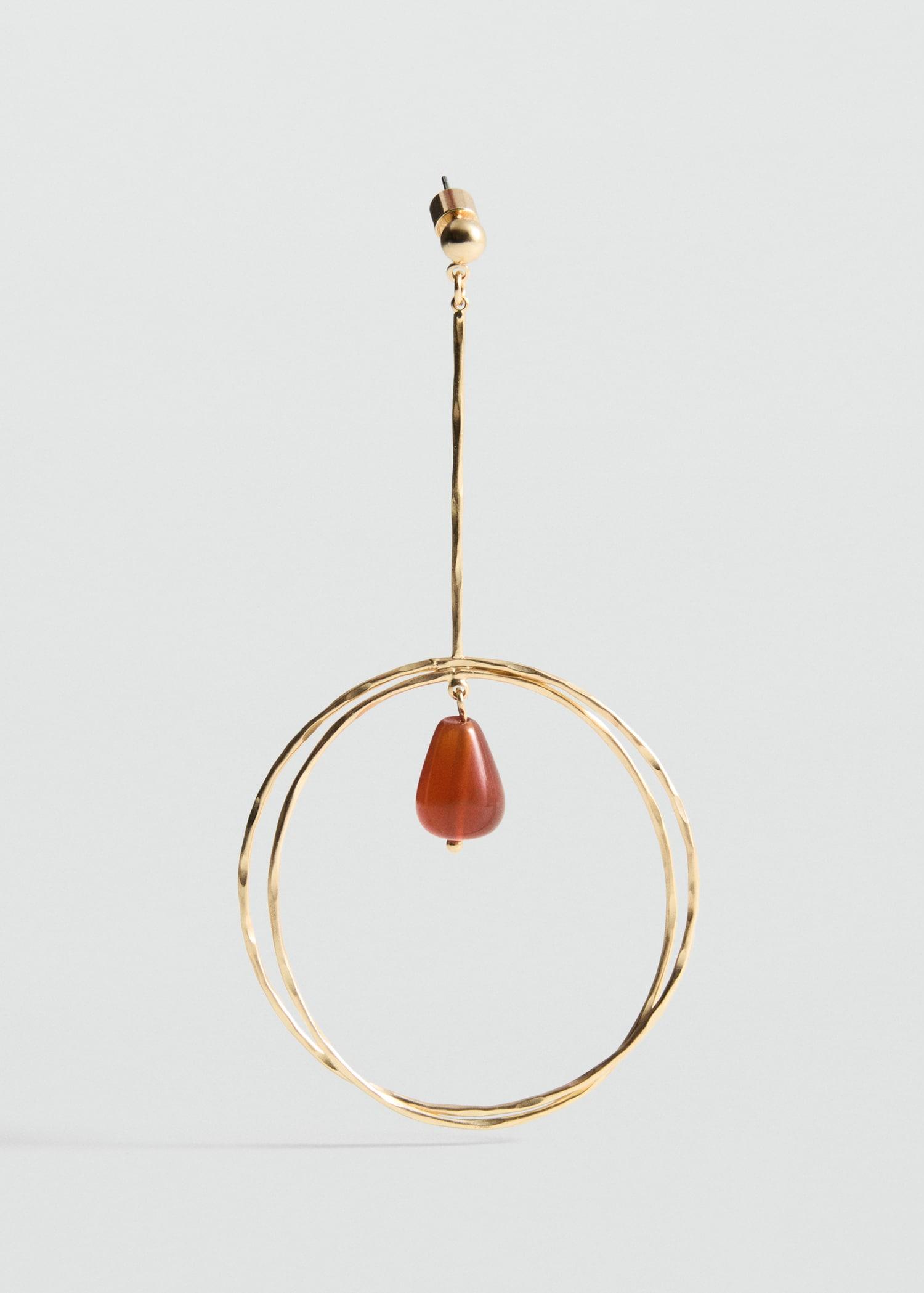 Hanging hoop earrings with ball detail - Women | MANGO USA Product Image