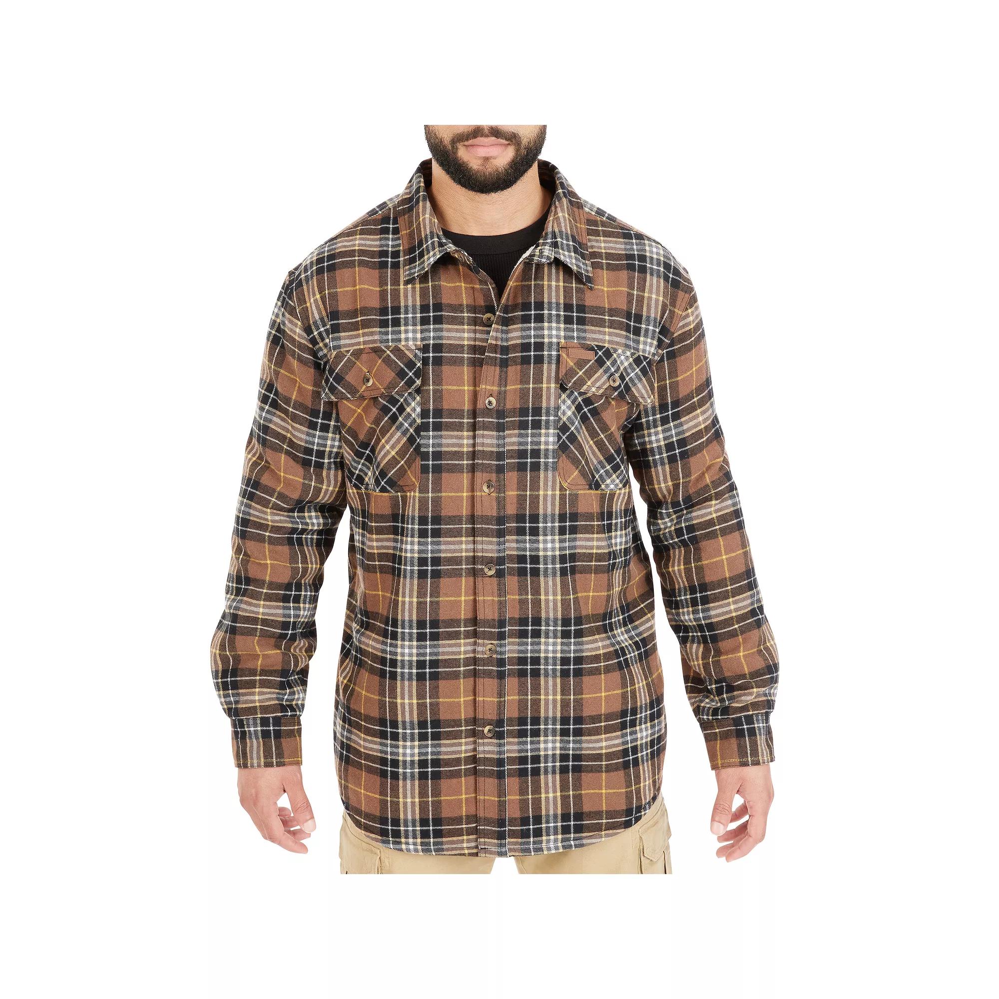 Men's Smith's Workwear Plaid Sherpa-Lined Cotton Flannel Shirt Jacket,  Product Image