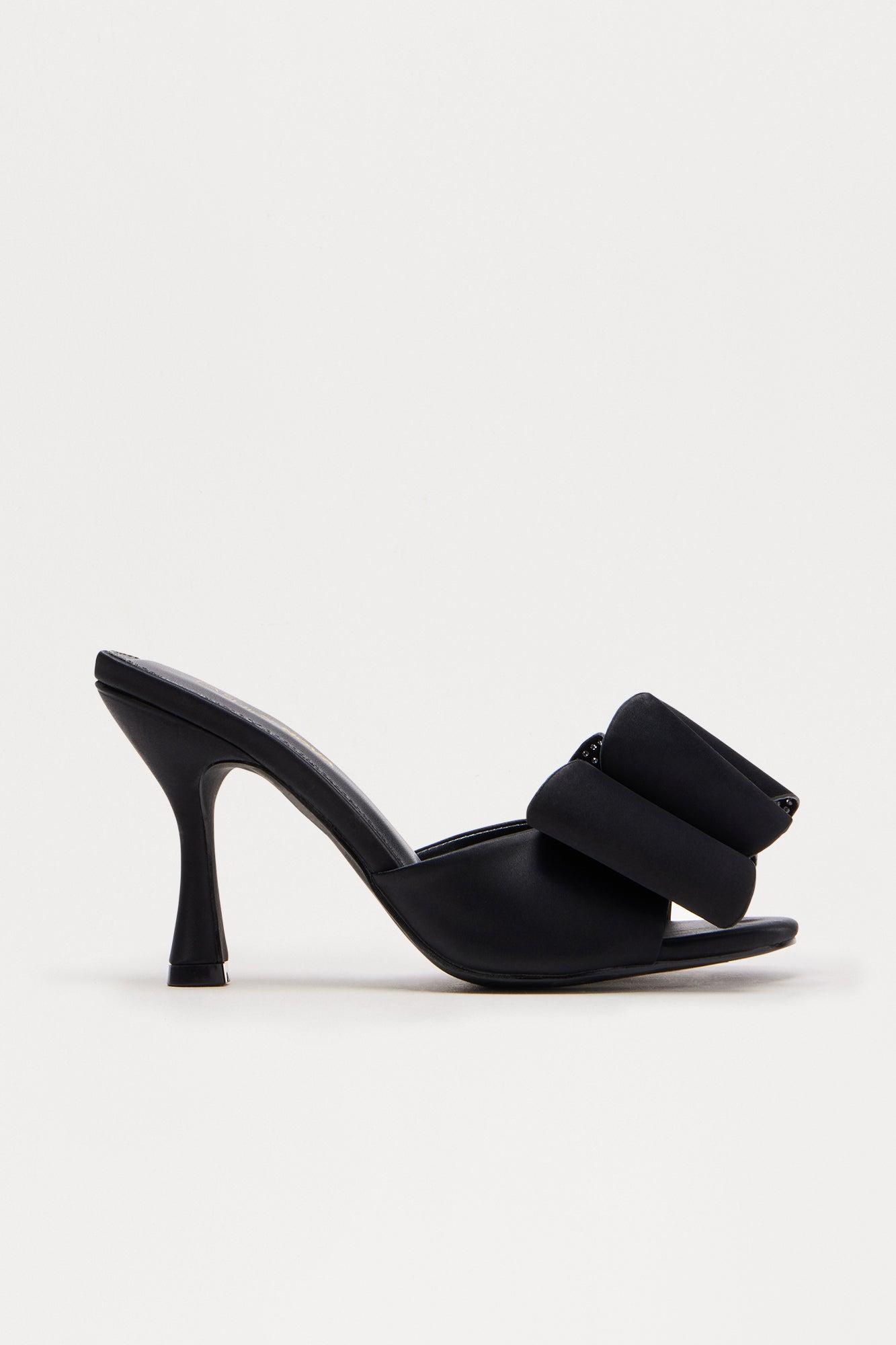 Mayven Satin Bow Heels - Black Female Product Image